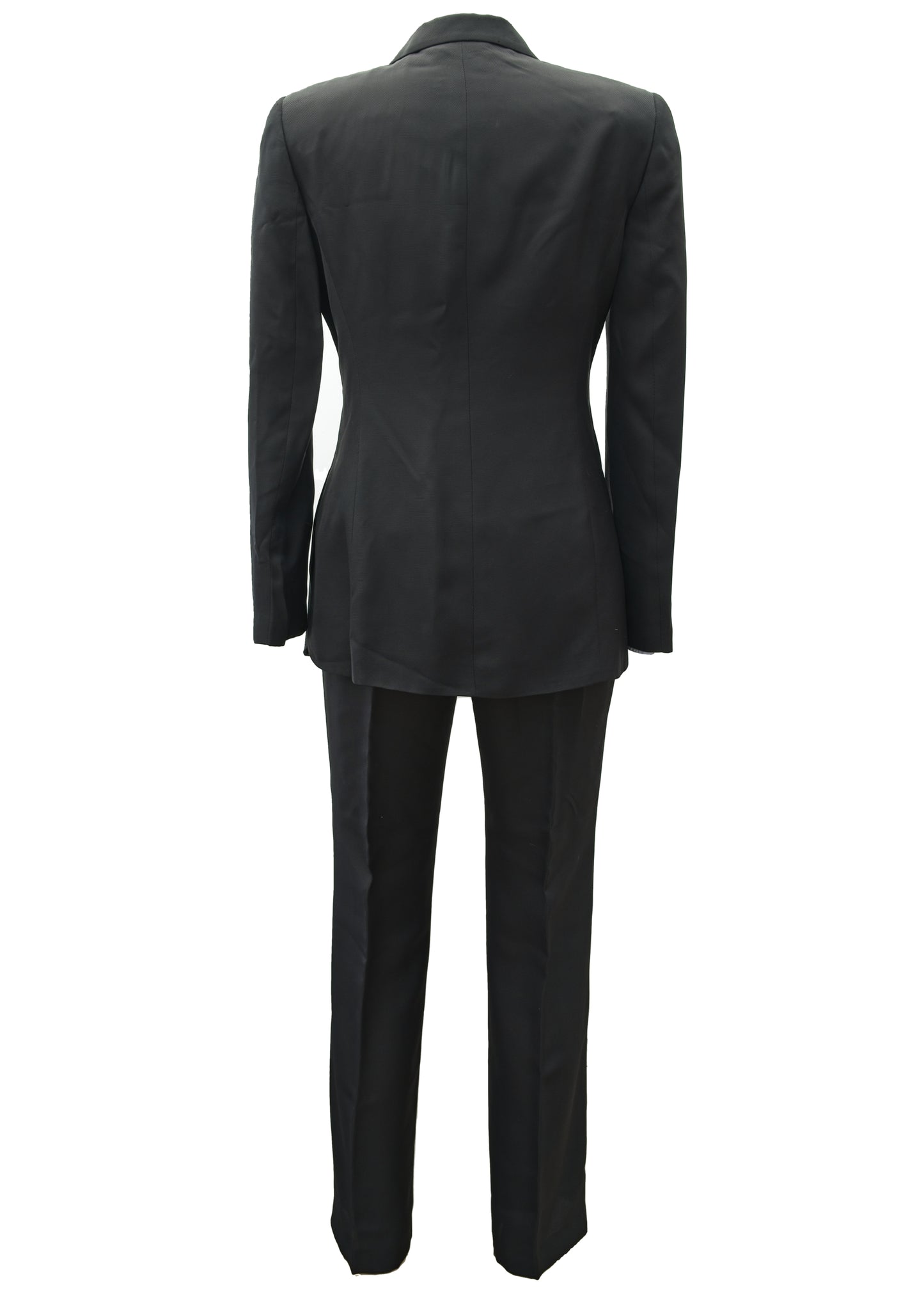 Vintage 90s Women's Charcoal Grey Trouser Suit • Stigliani • Size 8/10