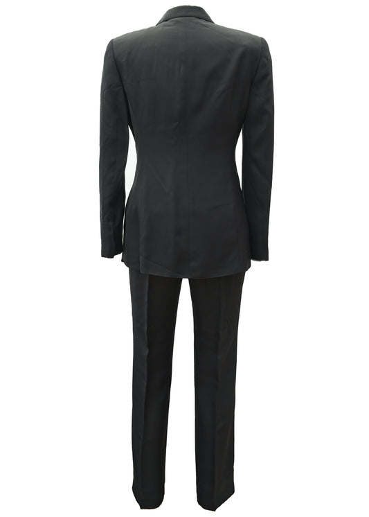 Vintage 90s Women's Charcoal Grey Trouser Suit • Stigliani • Size 8/10