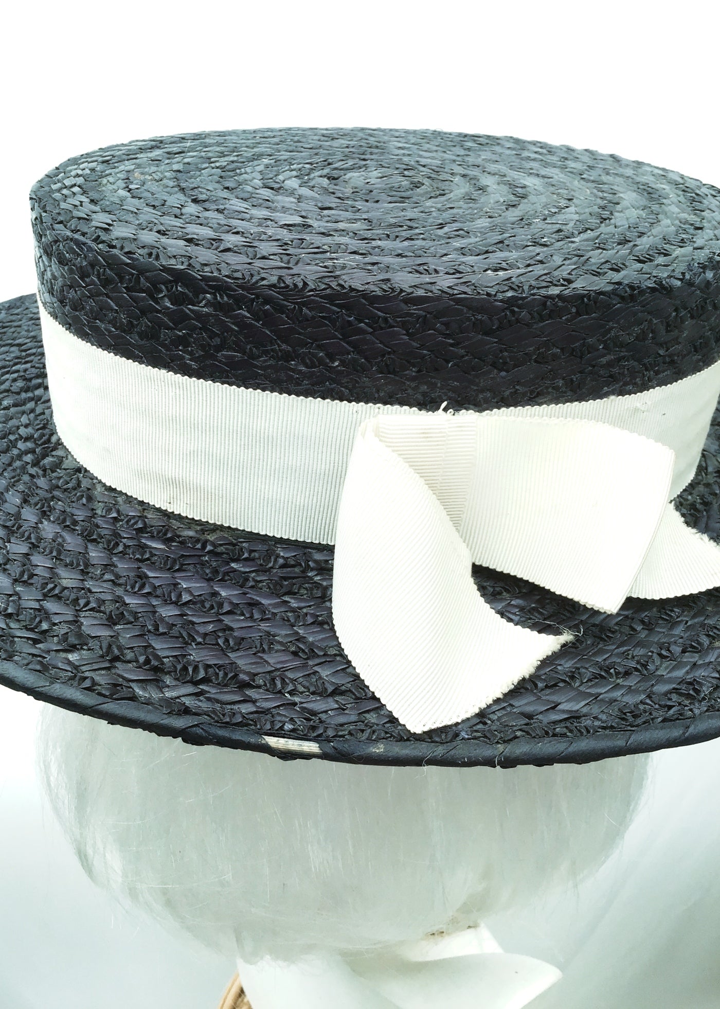 Women's Original Vintage Blue Ridgemont Straw Boater Hat