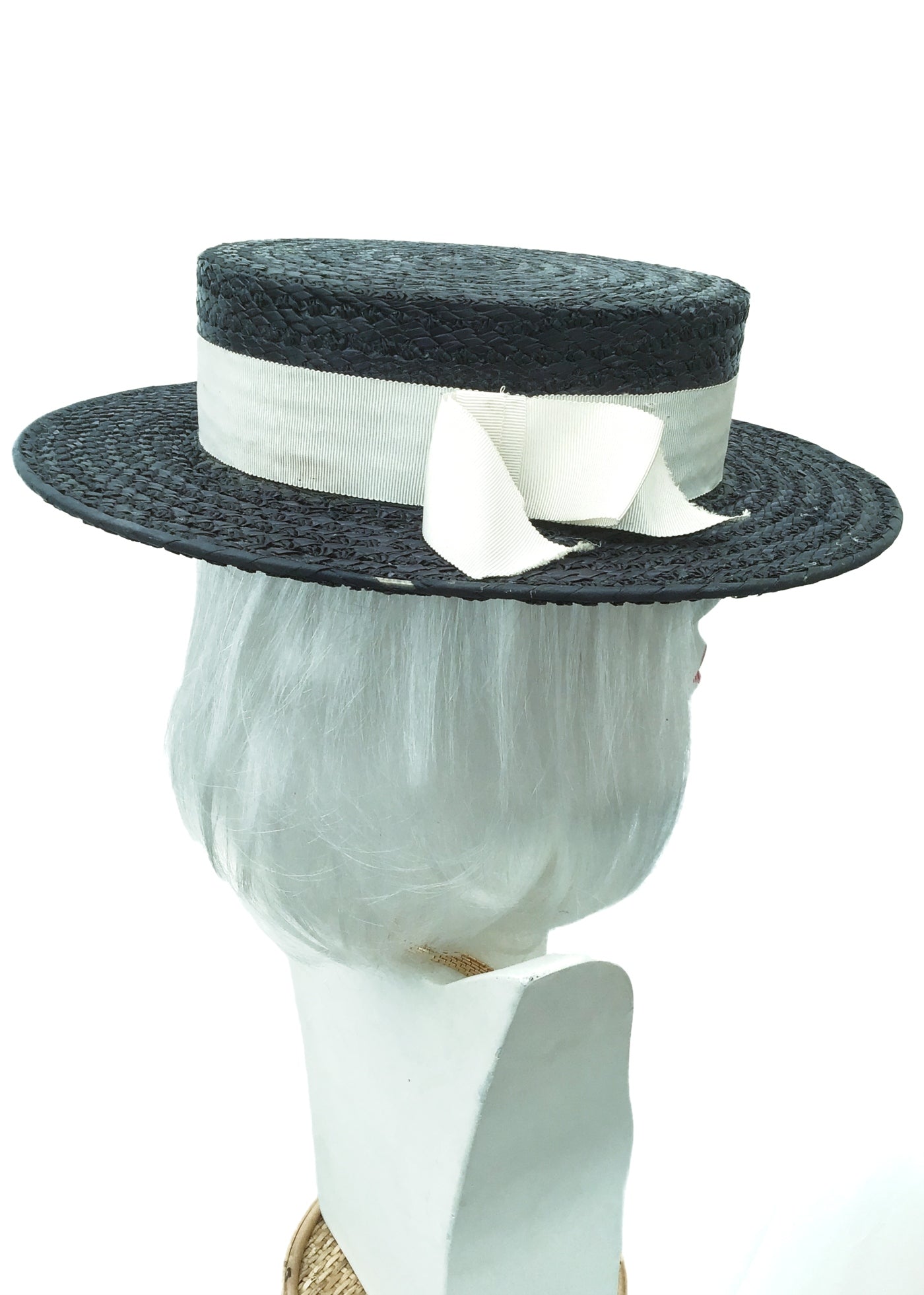 Women's Original Vintage Blue Ridgemont Straw Boater Hat