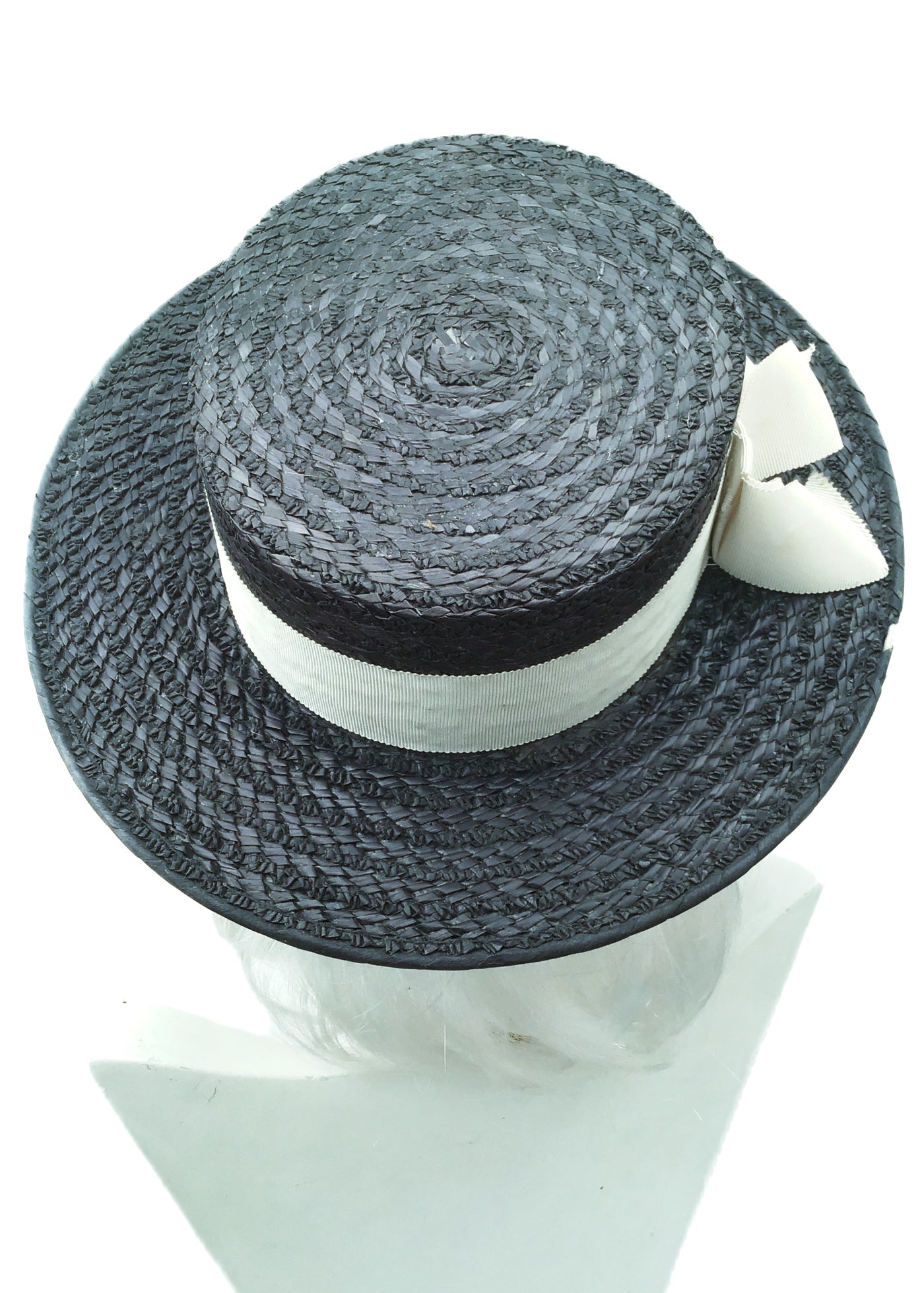 Women's Original Vintage Blue Ridgemont Straw Boater Hat