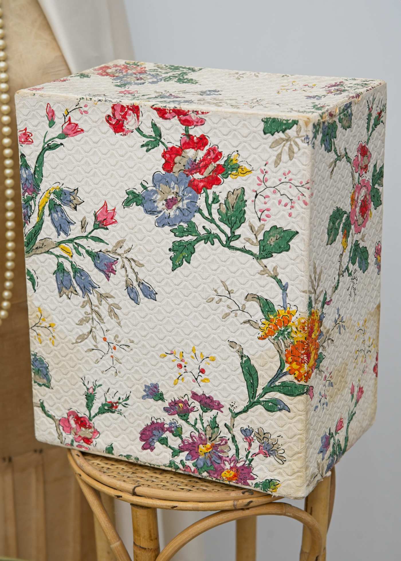 Vintage Midcentury Shabby Chic Paper Covered Cardboard Drawers