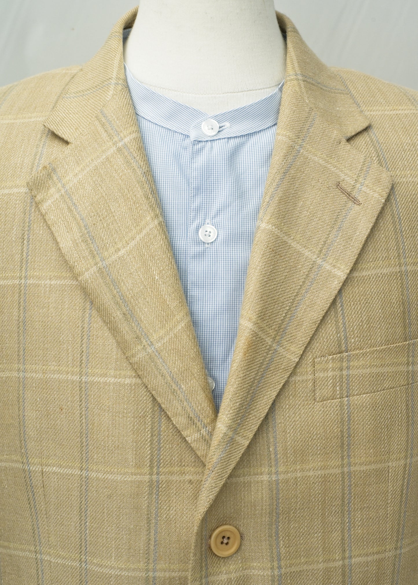 Men's Vintage 80s Aquascutum Cream Silk Linen Blazer • 40L