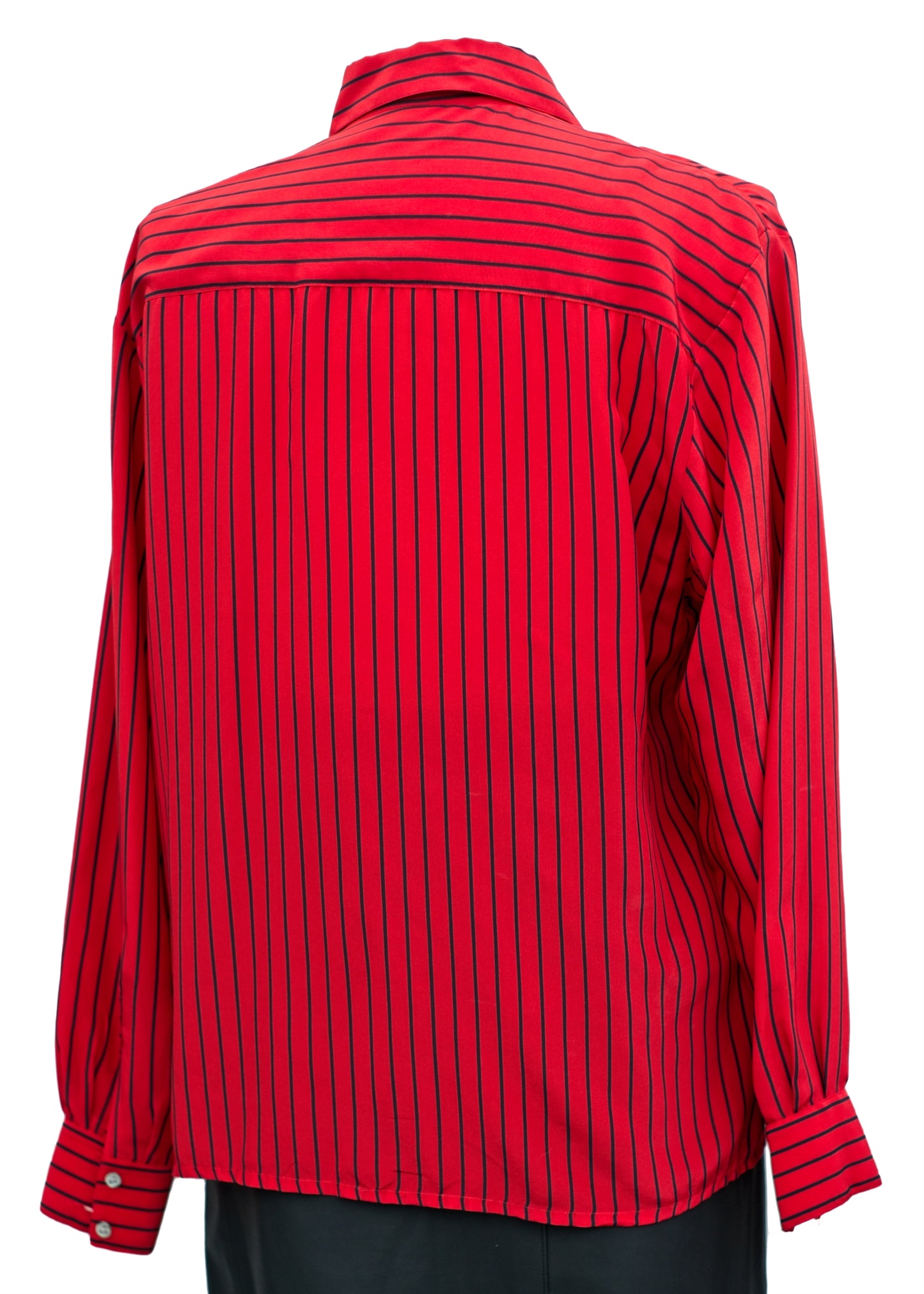 Vintage Jaeger Red Pinstripe Silk Blouse • 36"