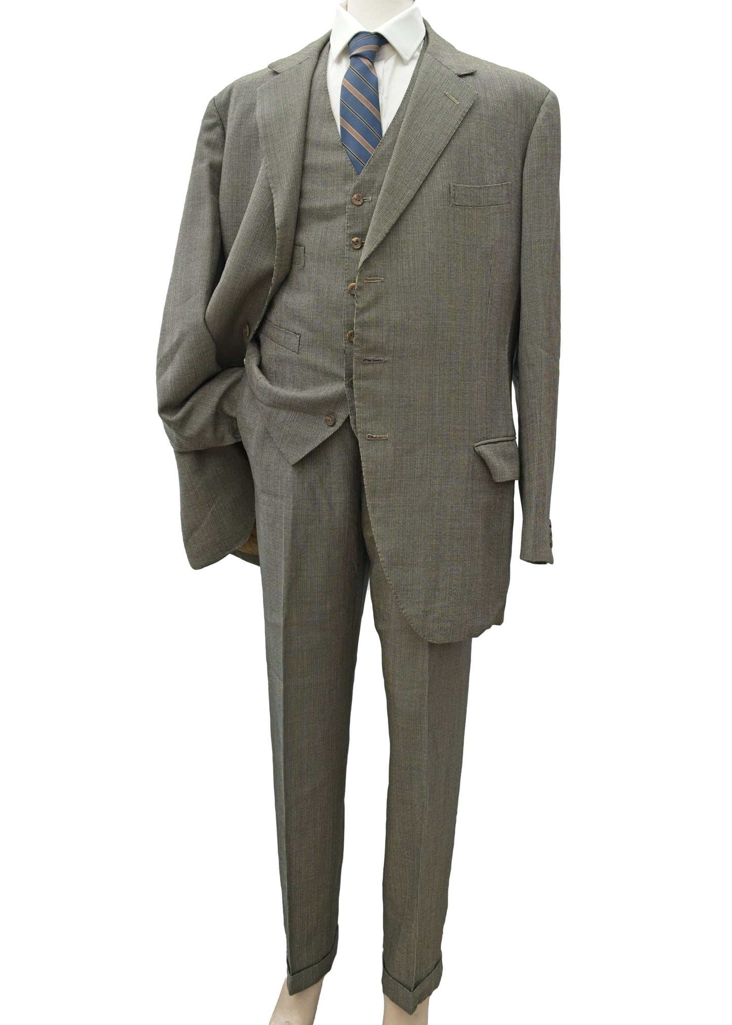 Vintage 1960s Men's Vintage Grey 3 Piece Suit 44-46”L