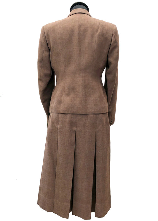 Women's 50s Vintage Brown Tweed Tailored Skirt Suit • John Collier