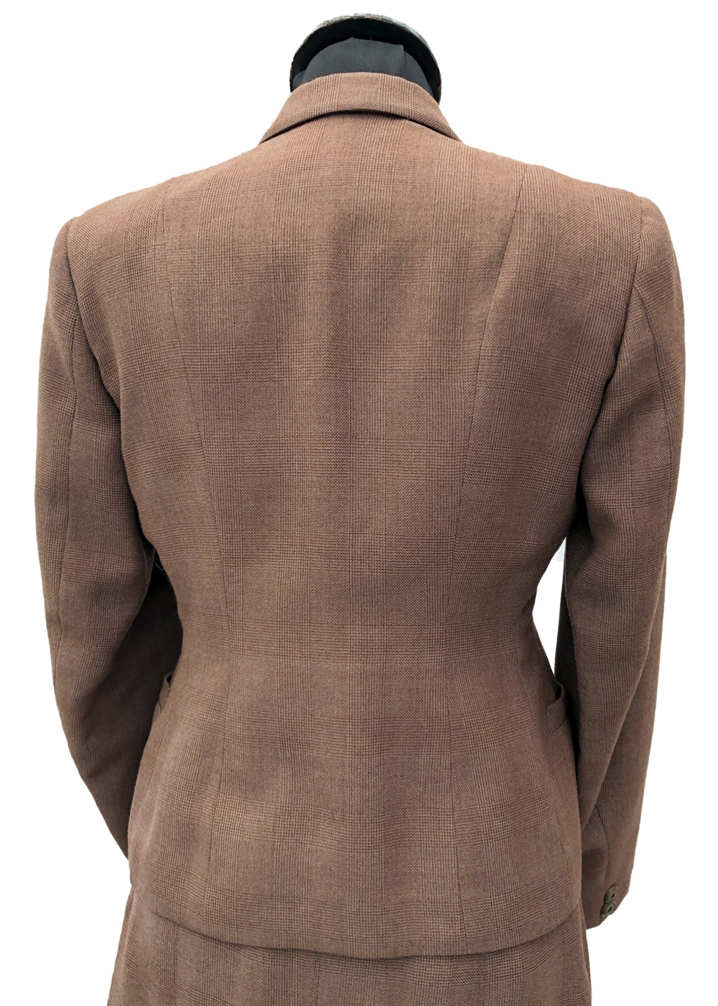 Women's 50s Vintage Brown Check Tailored Skirt Suit • John Collier