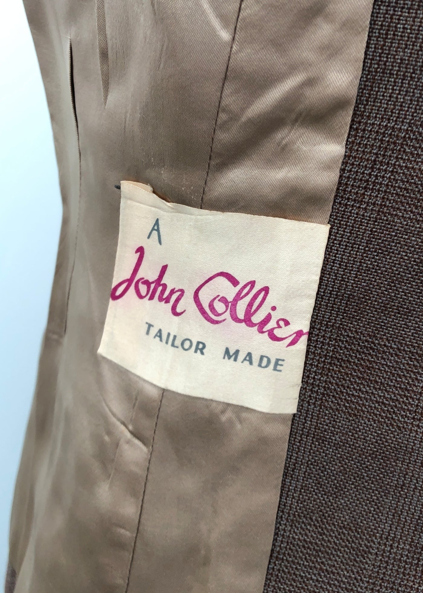 Women's 50s Vintage Brown Check Tailored Skirt Suit • John Collier