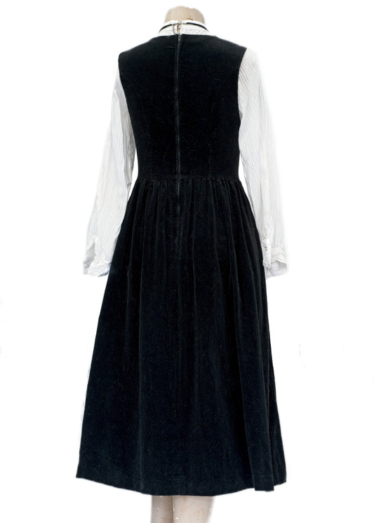 Vintage Black Corduroy Laura Ashley Sleeveless Dress • Size 8 - 10