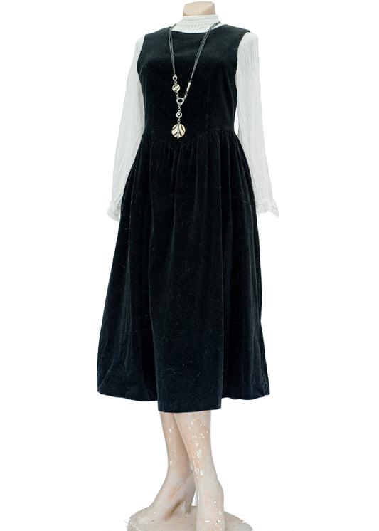 Vintage Black Corduroy Laura Ashley Sleeveless Dress • Size 8 - 10