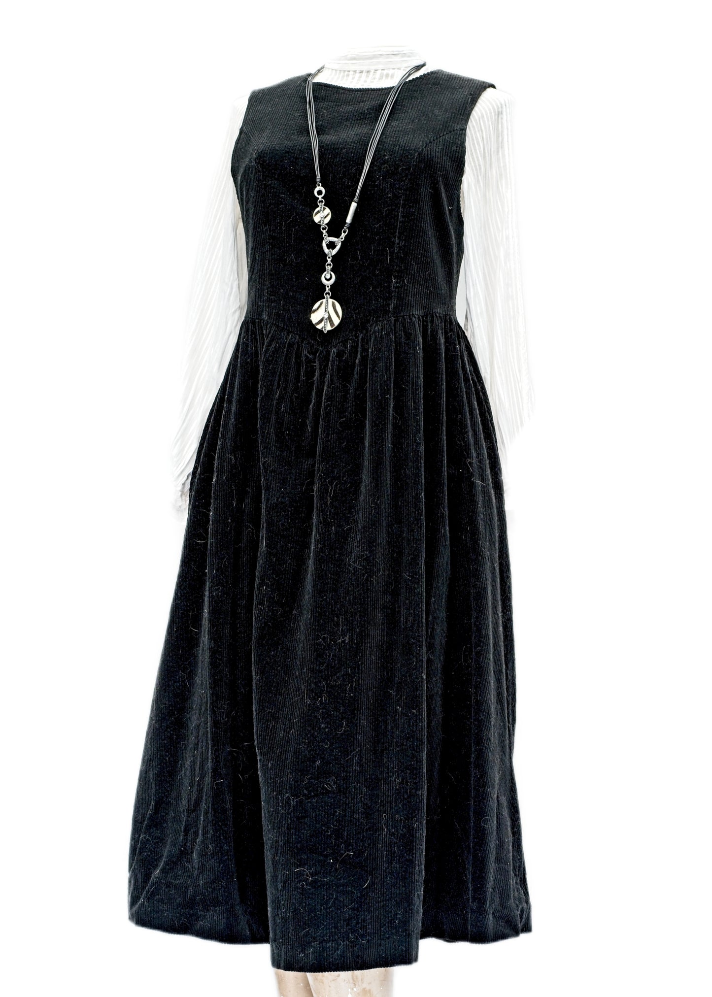 Vintage Black Corduroy Laura Ashley Sleeveless Dress • Size 8 - 10