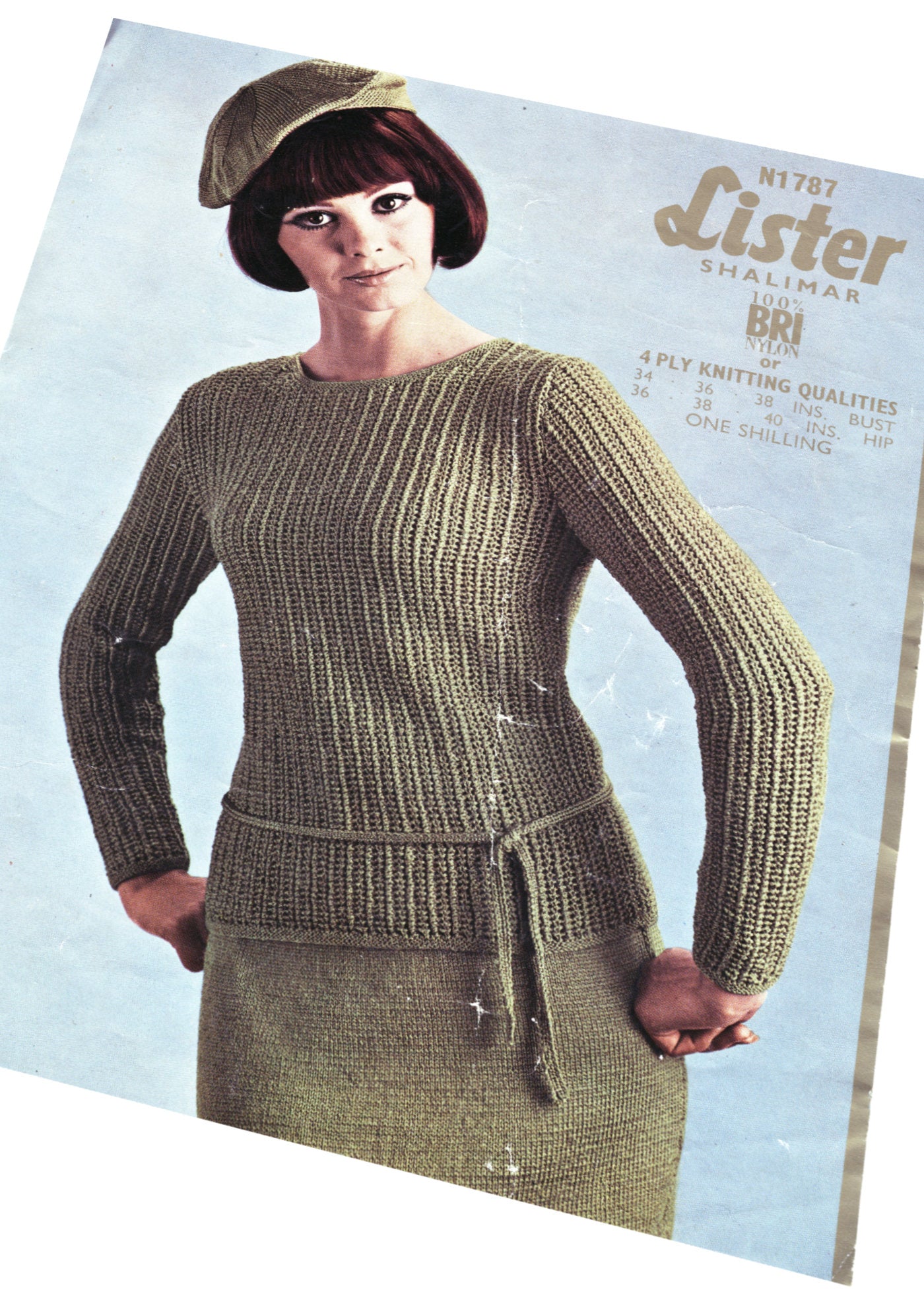 1960s Lister #1787 Fashion Set Knitting Pattern • Jumper, Skirt, Hat