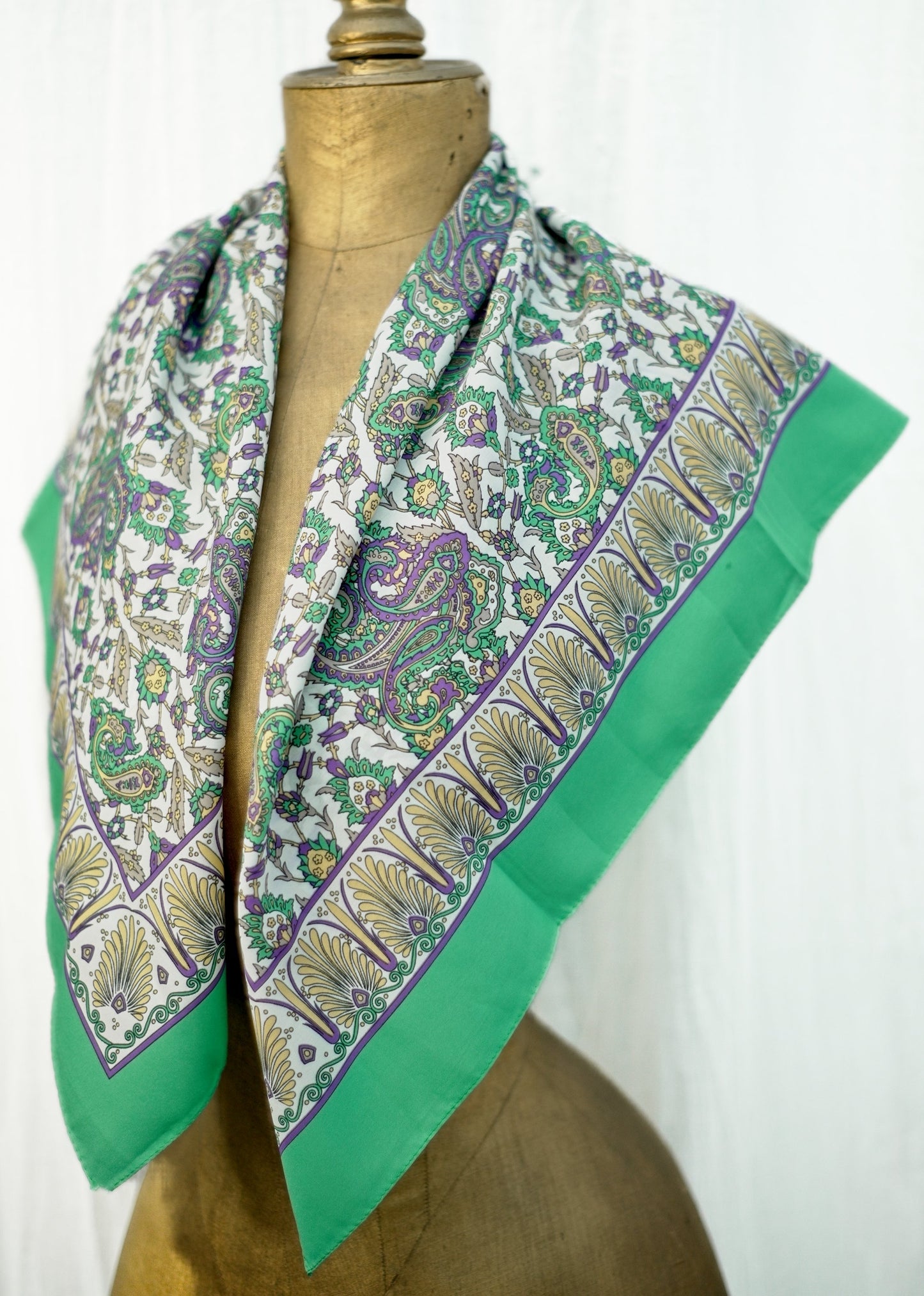 green paisley gina ruccini vintage headscarfscarf
