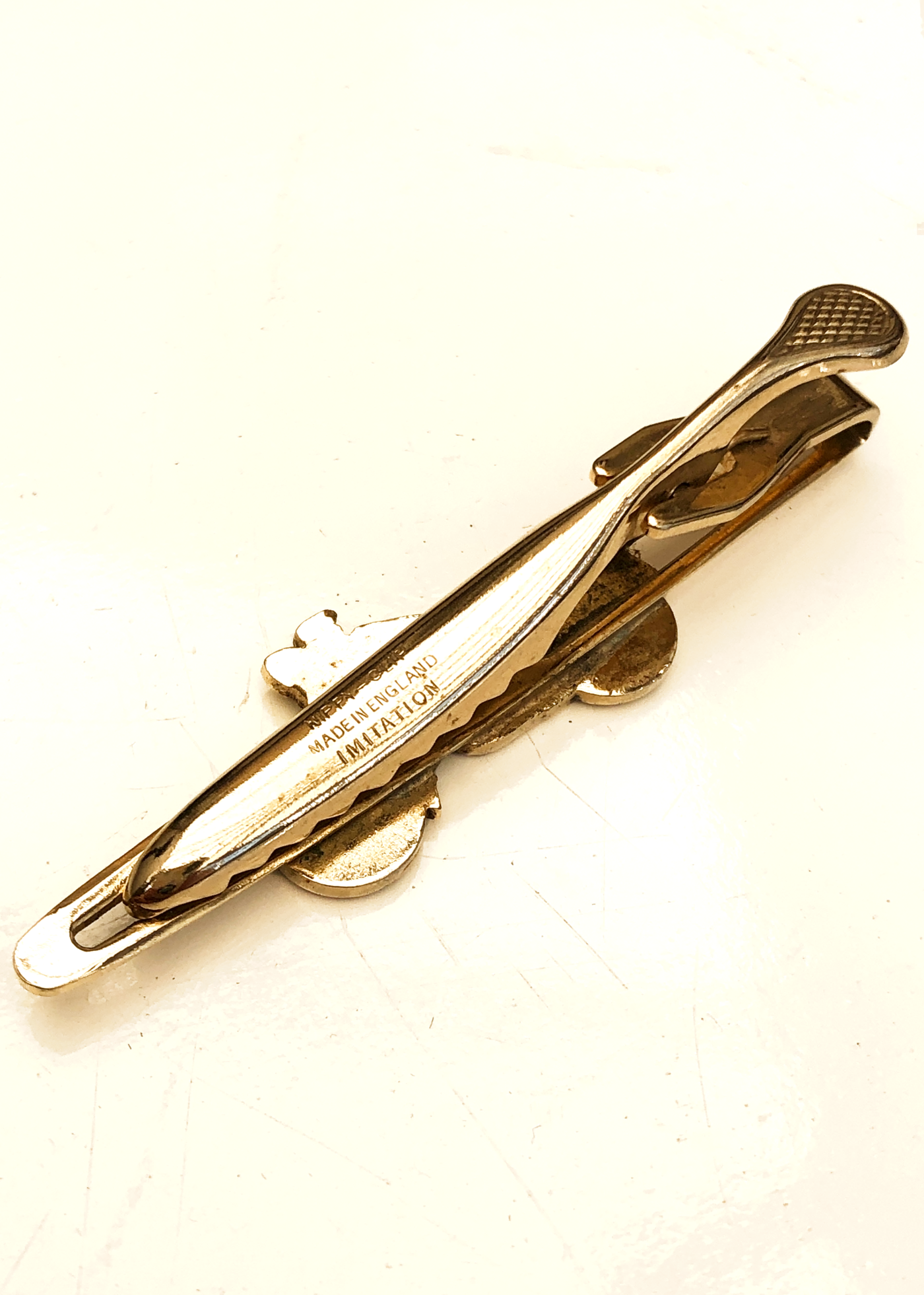 Vintage Motorcycle Tie Clip • Goldtone