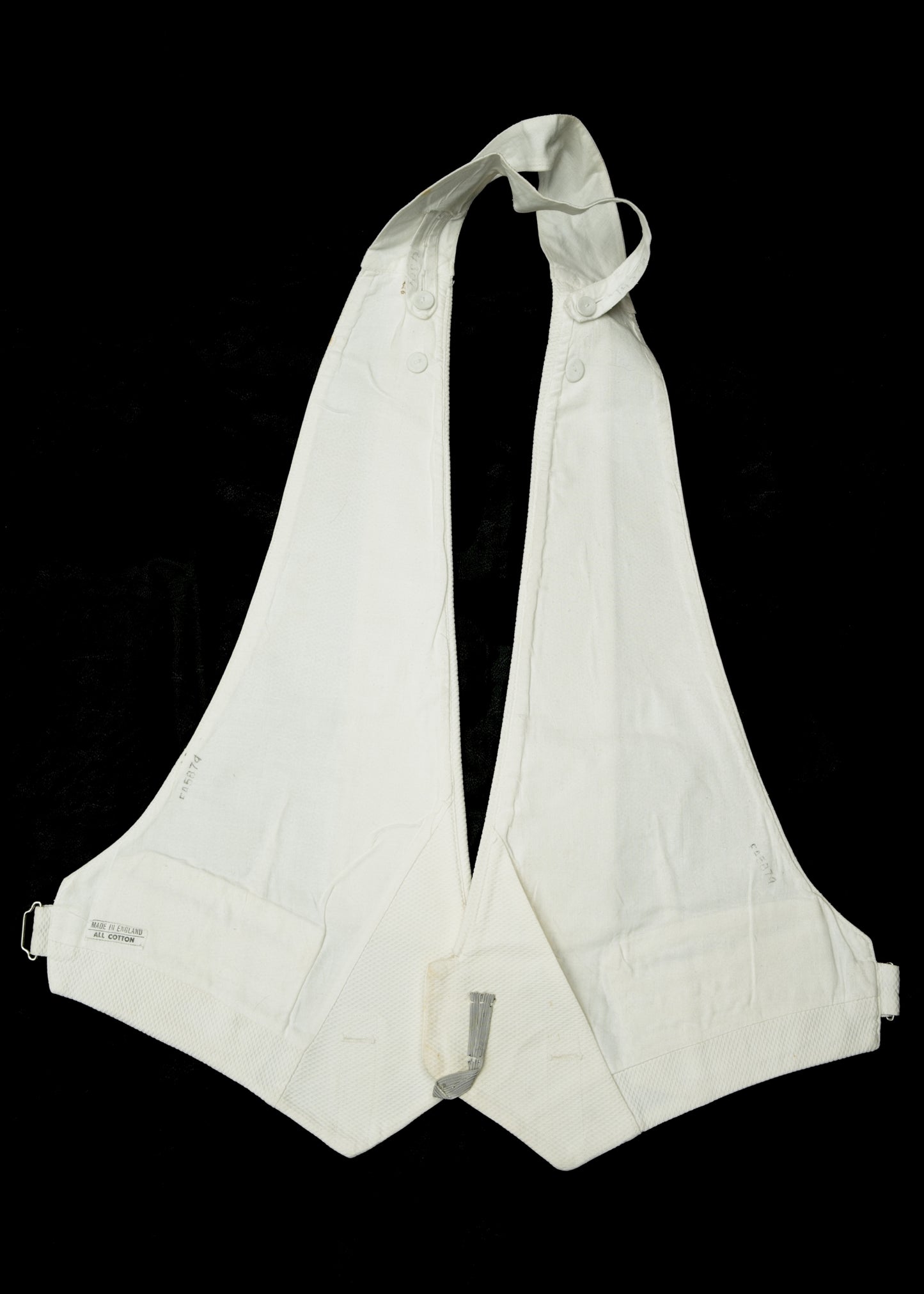 Vintage Welmar White Marcella Backless Waistcoat • 40" • Adjustable Collar