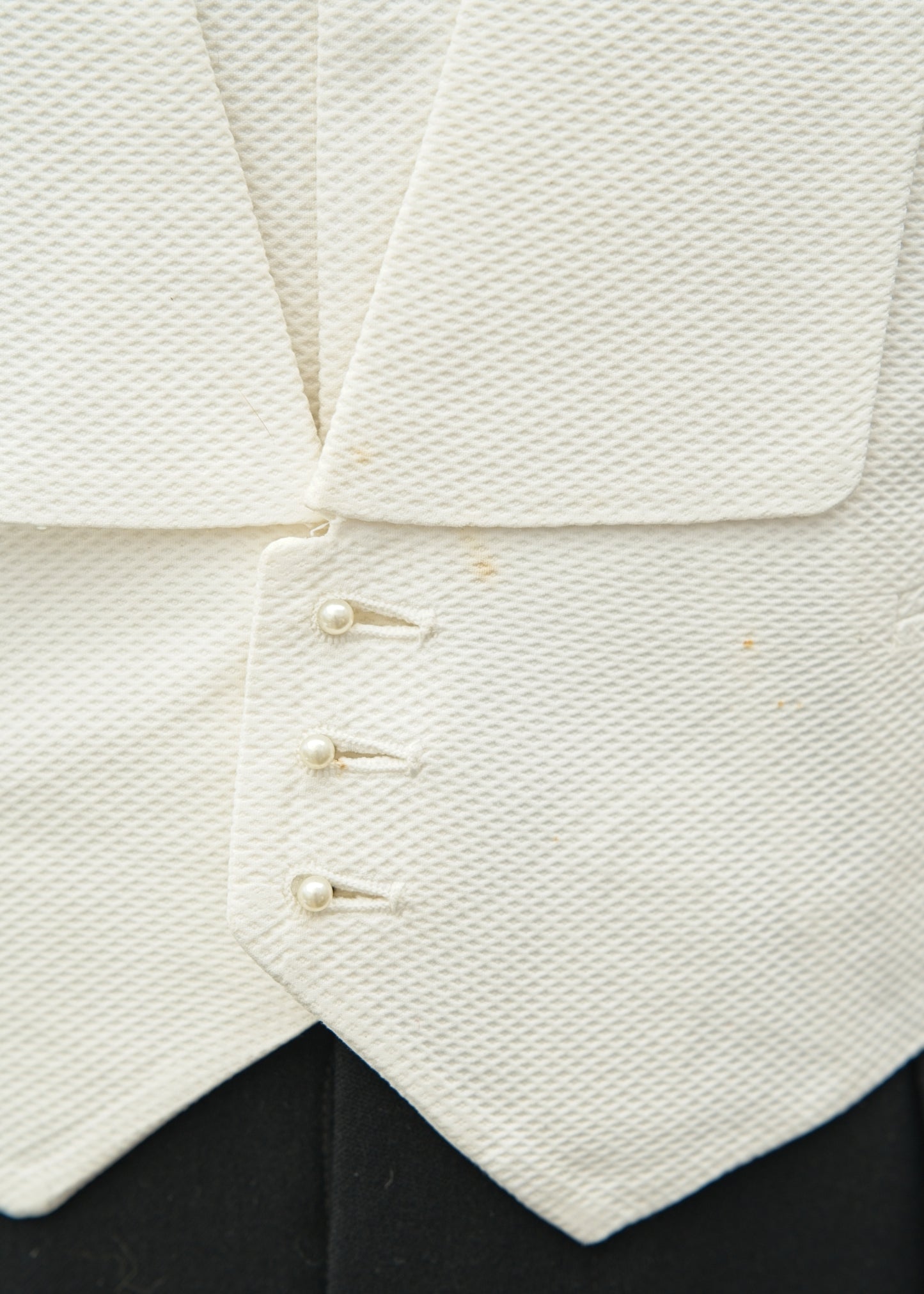 Vintage Welmar White Marcella Backless Waistcoat • 40" • Adjustable Collar