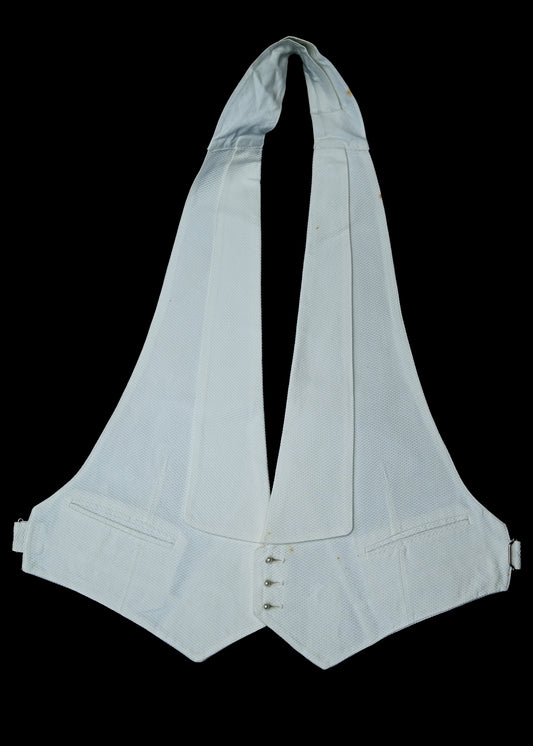 Vintage Welmar White Marcella Backless Waistcoat • 40" • Adjustable Collar