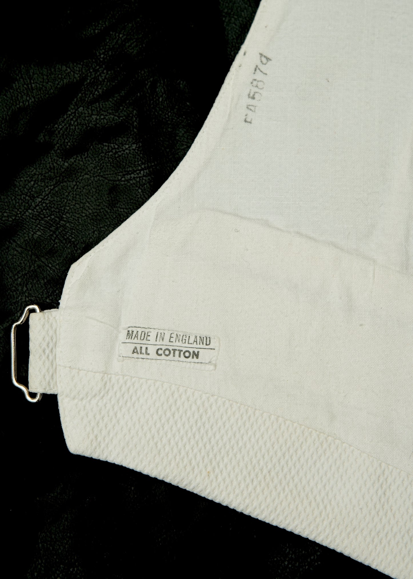 Vintage Welmar White Marcella Backless Waistcoat • 40" • Adjustable Collar