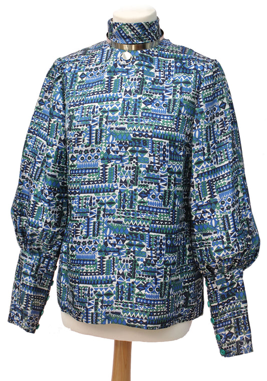 1960s Vintage Turquoise Cord Jacket and Matching Blouse Coord Set