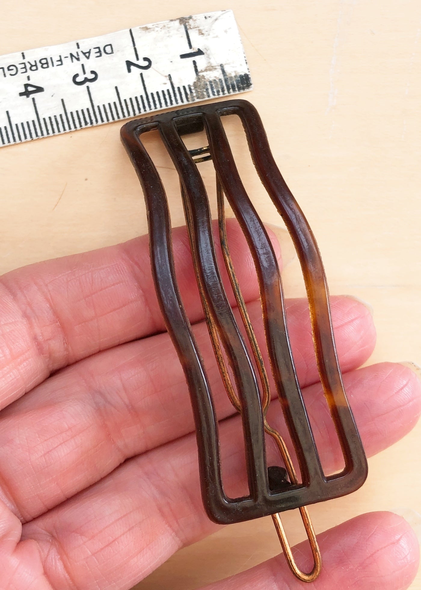 Vintage 40s Faux Tortoiseshell Plastic Hair Barrette Clip