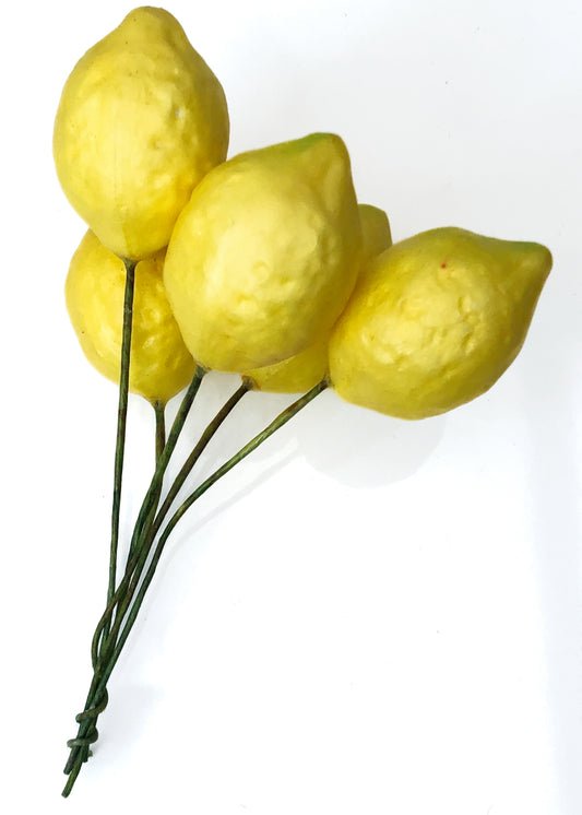 Vintage Millinery Fruit Textured Lemon Stems