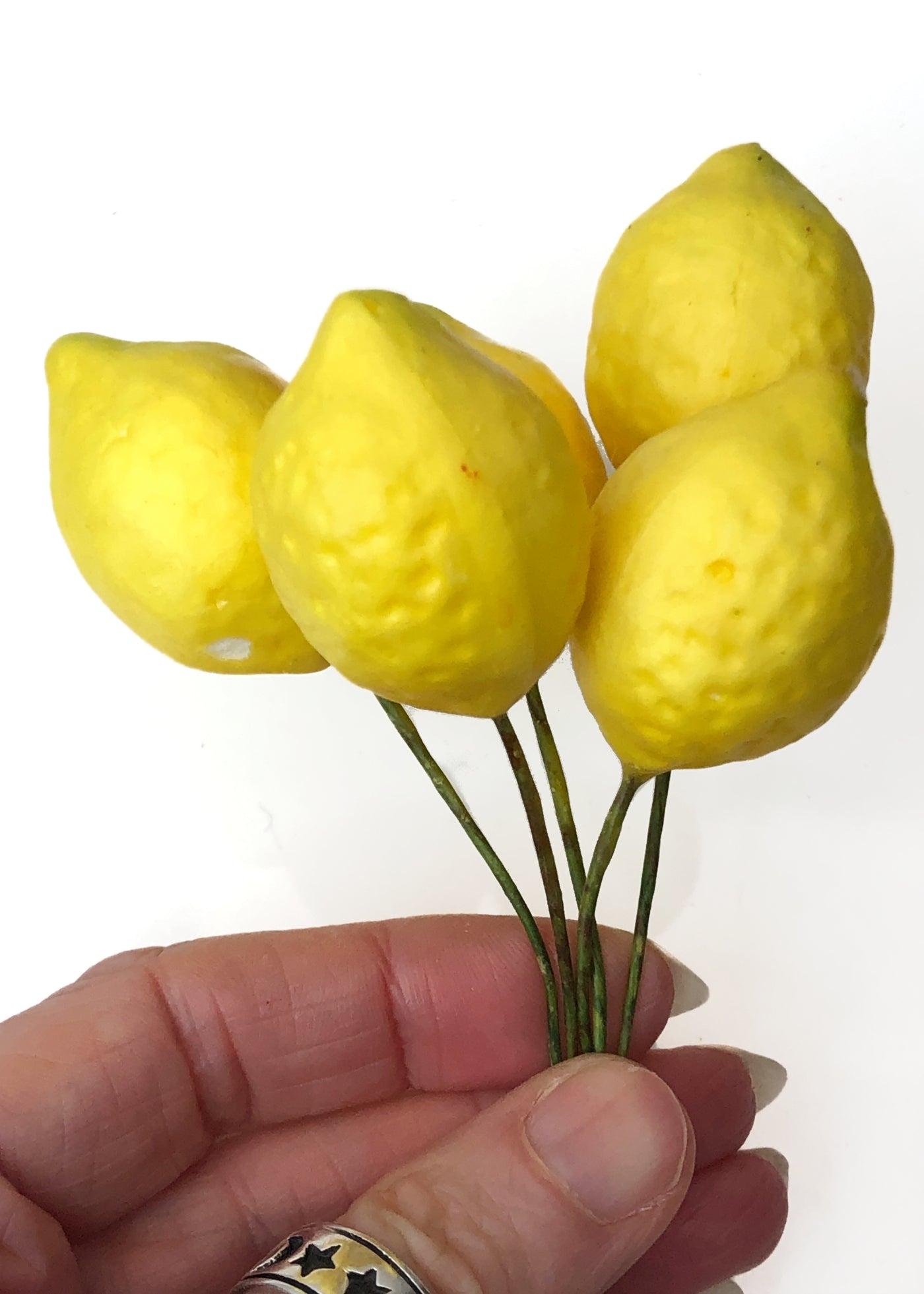 Vintage Millinery Fruit Textured Lemon Stems