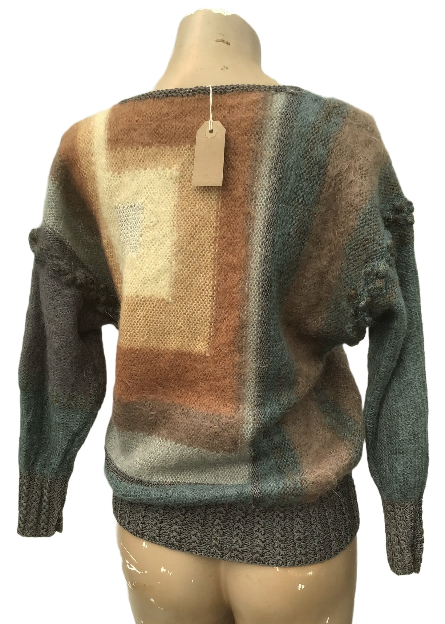 Vintage 80s Abstract Oversized Hand Knit Mohair Jumper