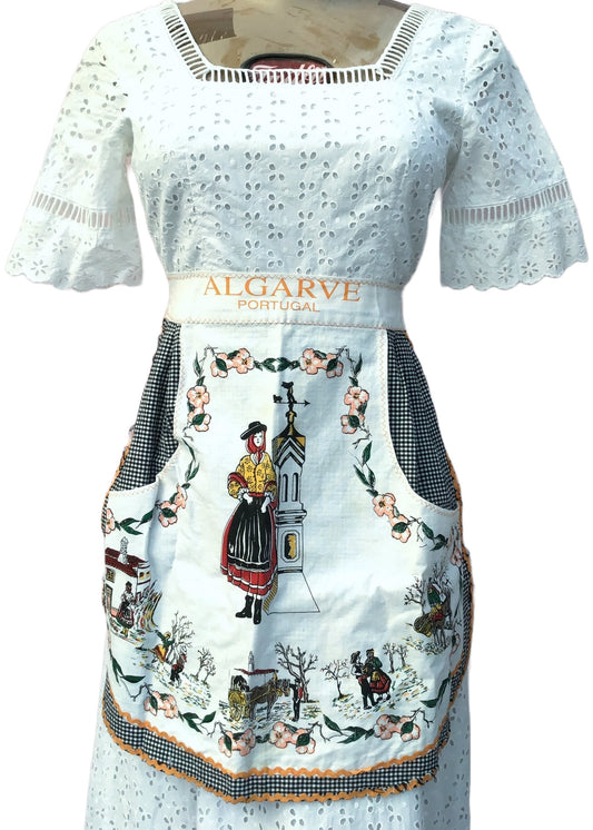 1950s Vintage Algarve Souvenir Half Apron Pinny • Portugal