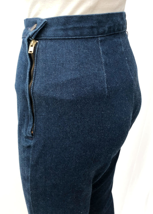 Vintage 70s HIgh Waist Side Zip Stirrup Jeans • 50s Style