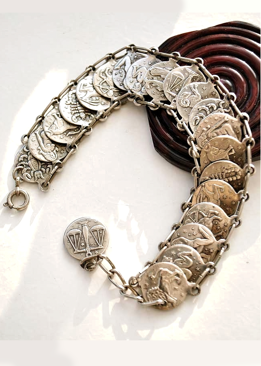Vintage Zodiac Signs Astrology Coin Bracelet • Libra Pendant
