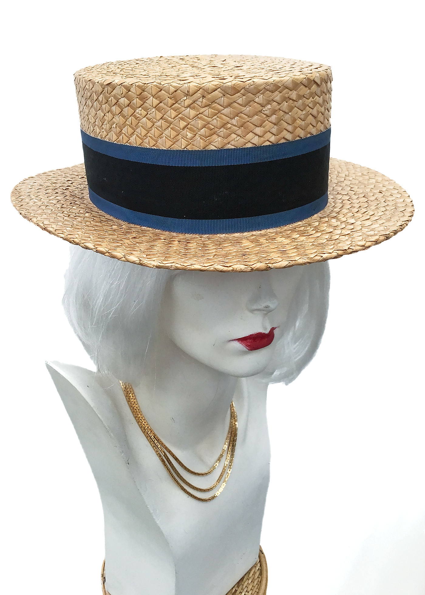 Men's Vintage Battersby Straw Boater Hat • Wounded