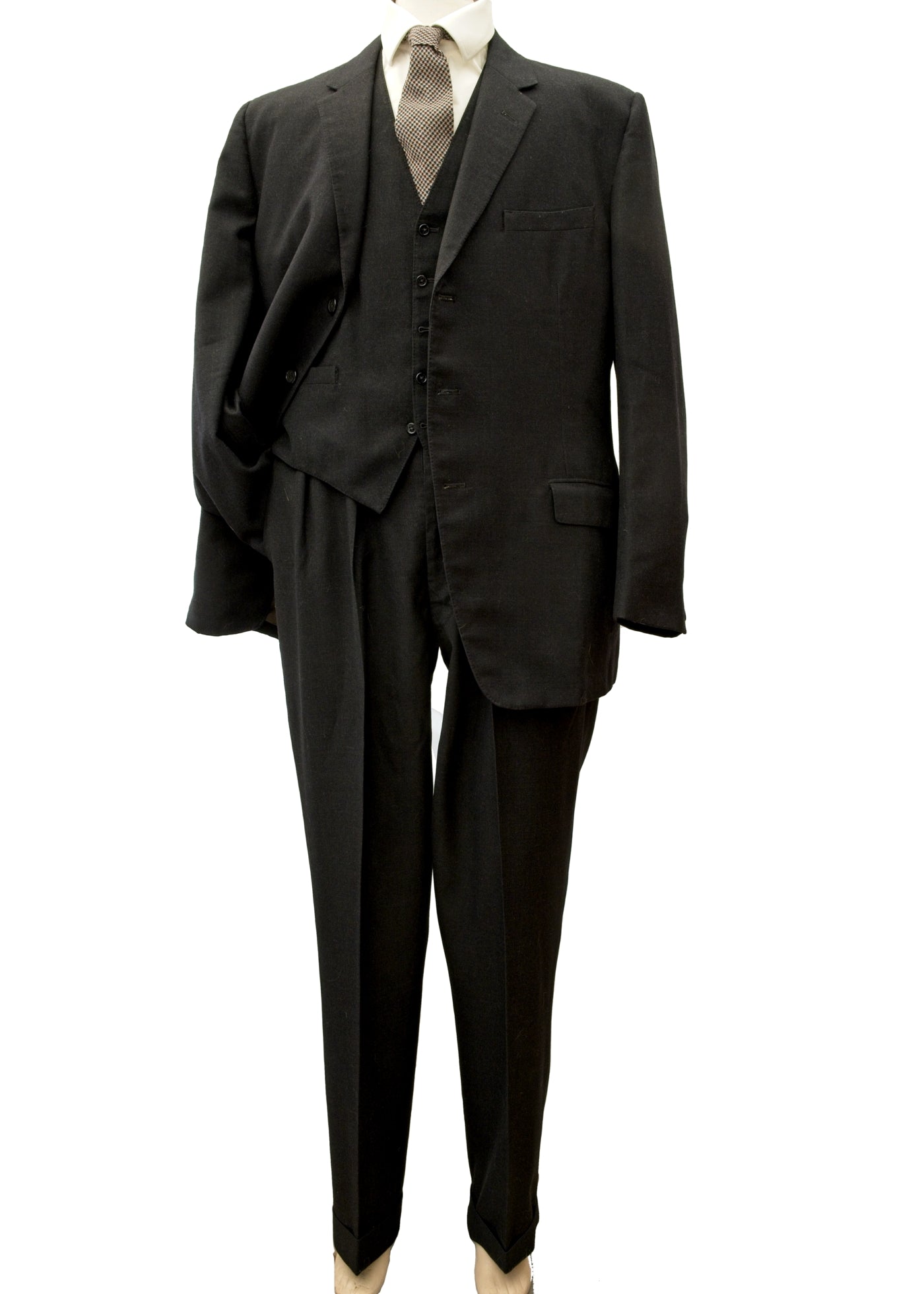 1960s Men's Vintage Charcoal Grey 3 Piece Suit • Berwin 44”