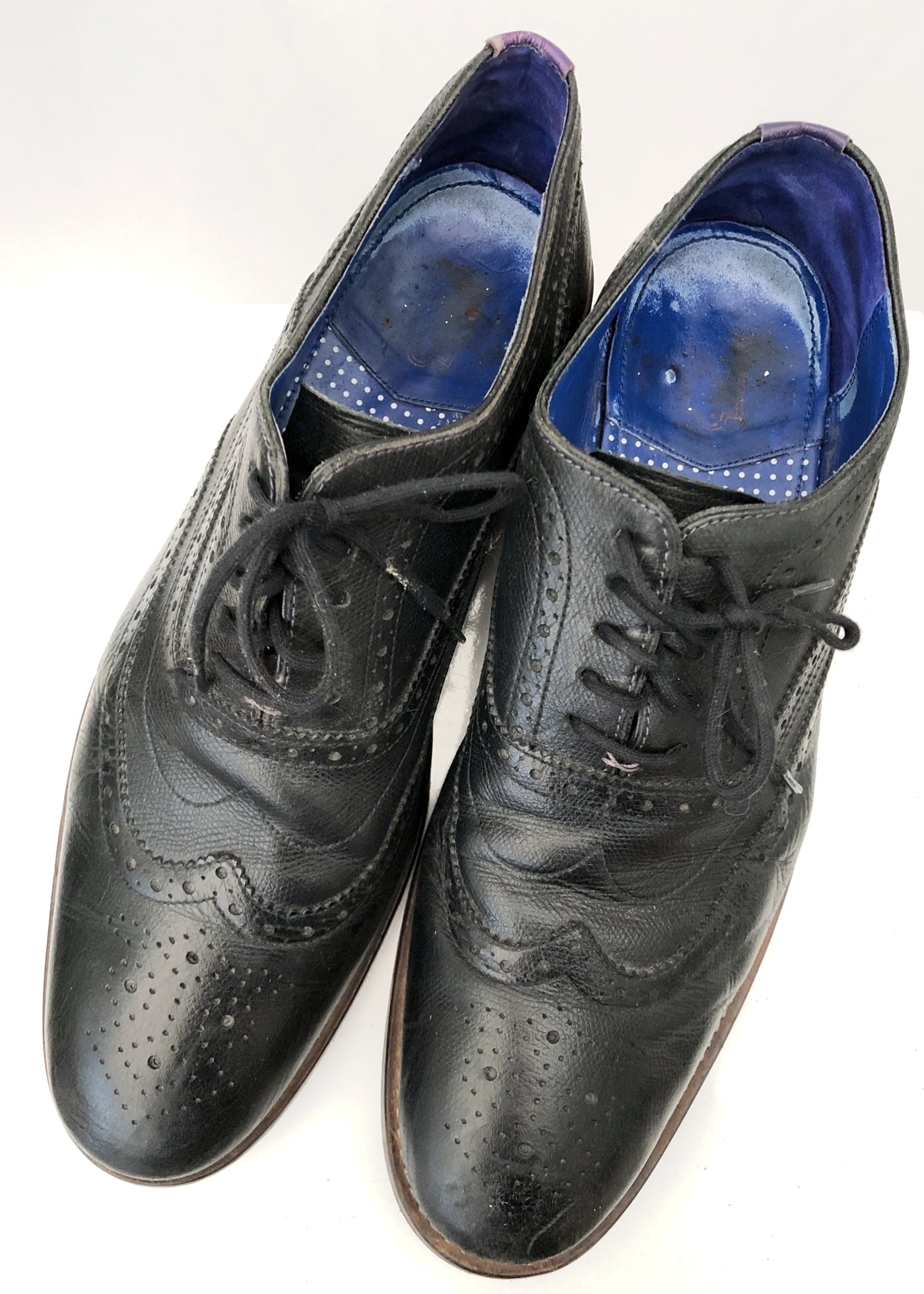 Men's Preloved Black Ted Baker Brogue Shoes • Size UK 12