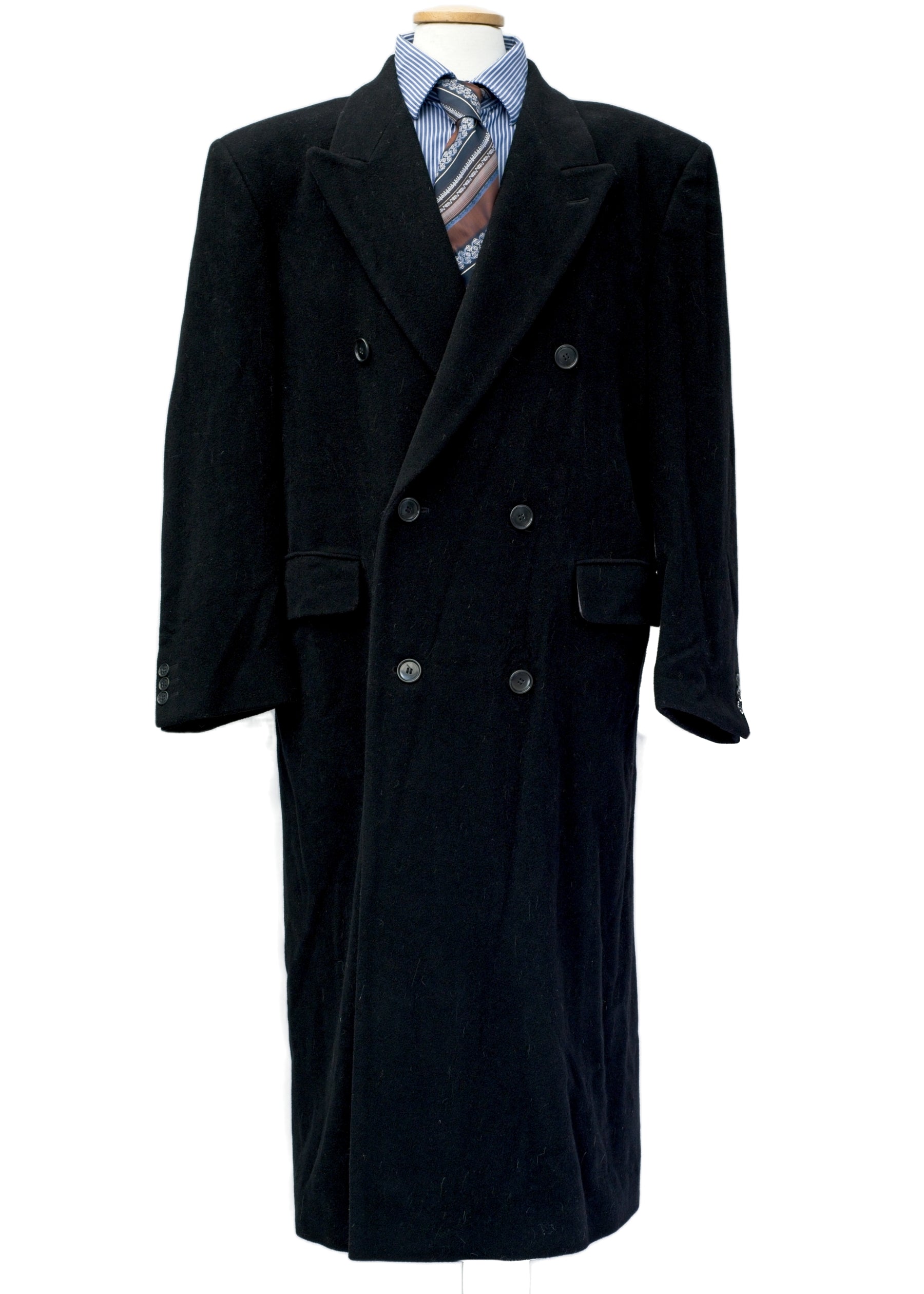 Men s 1980s Black Cashmere Overcoat Horne