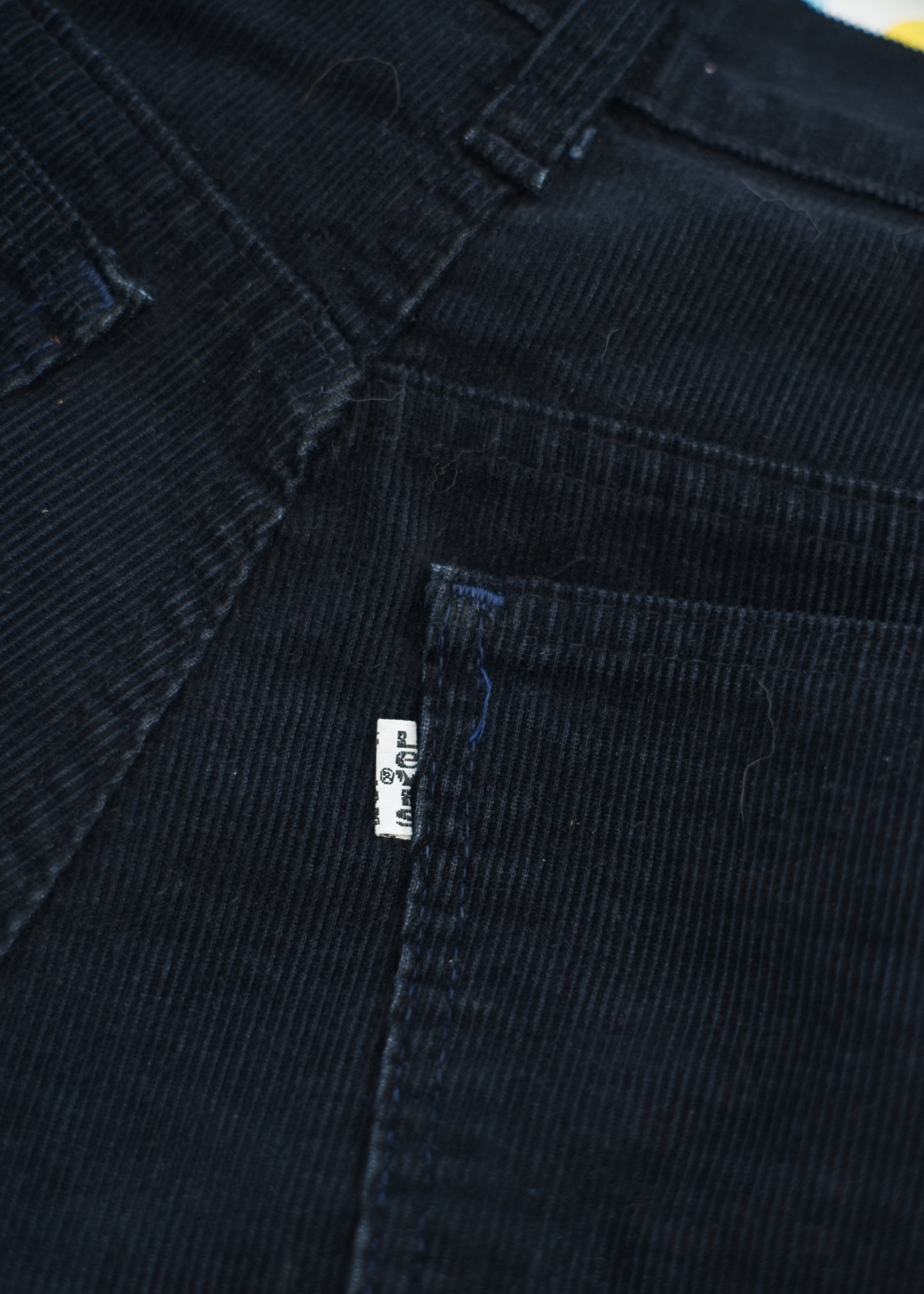 1970s Black Levis Corduroy Flared Jeans • White Tab