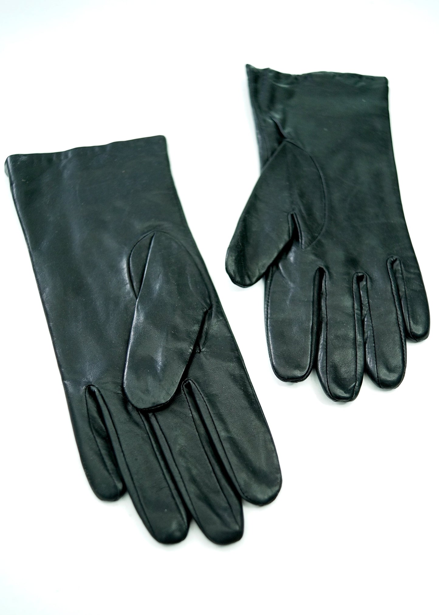Black Leather Gauntlet Gloves • St Michael • Cashmere Lining