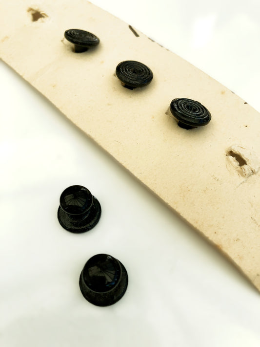 Vintage 30s/40s Decorative Black Celluloid Shirt Studs • Set of 5
