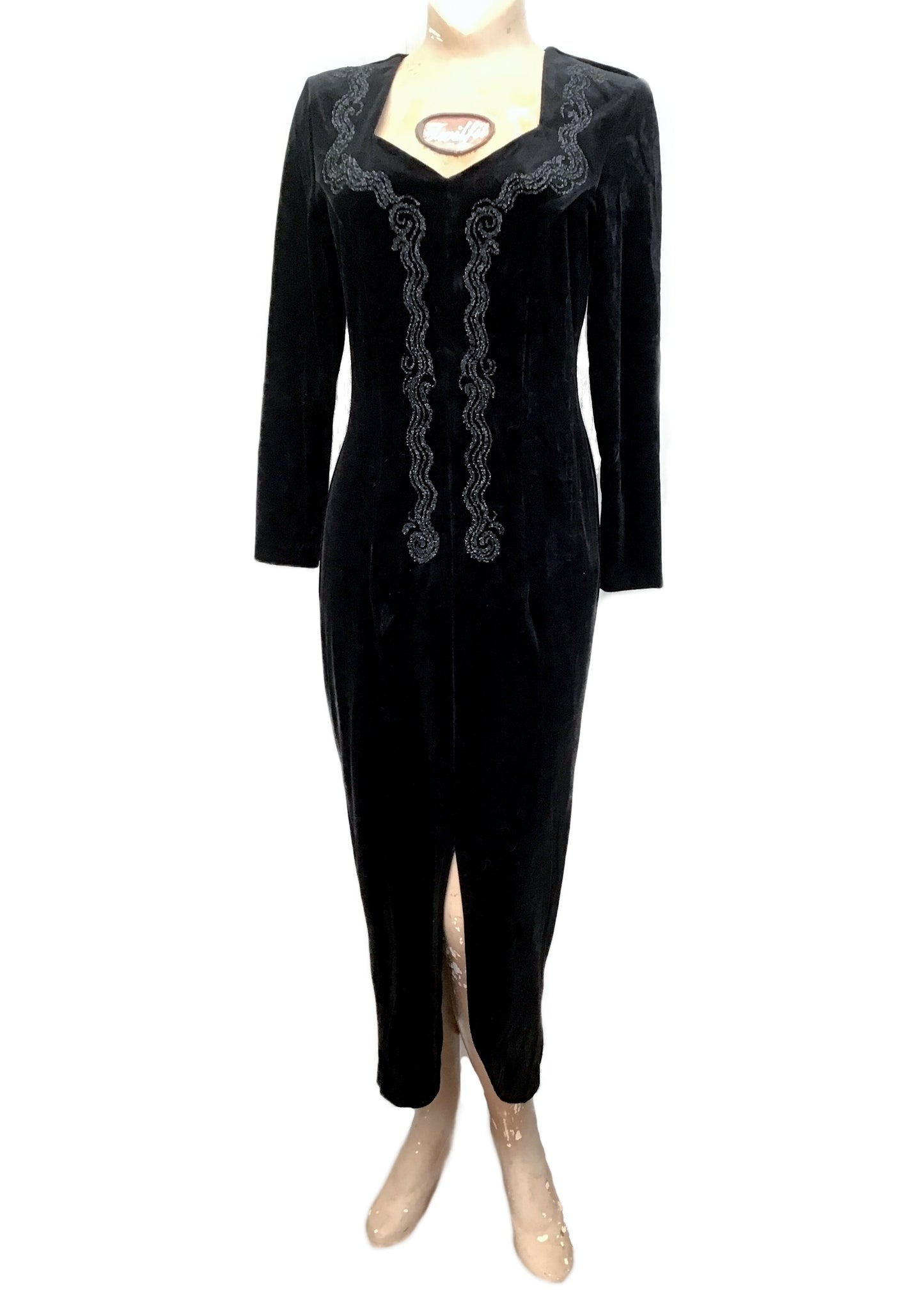 Vintage 80s Black Stretch Velvet Cocktail Dress • House of Fraser