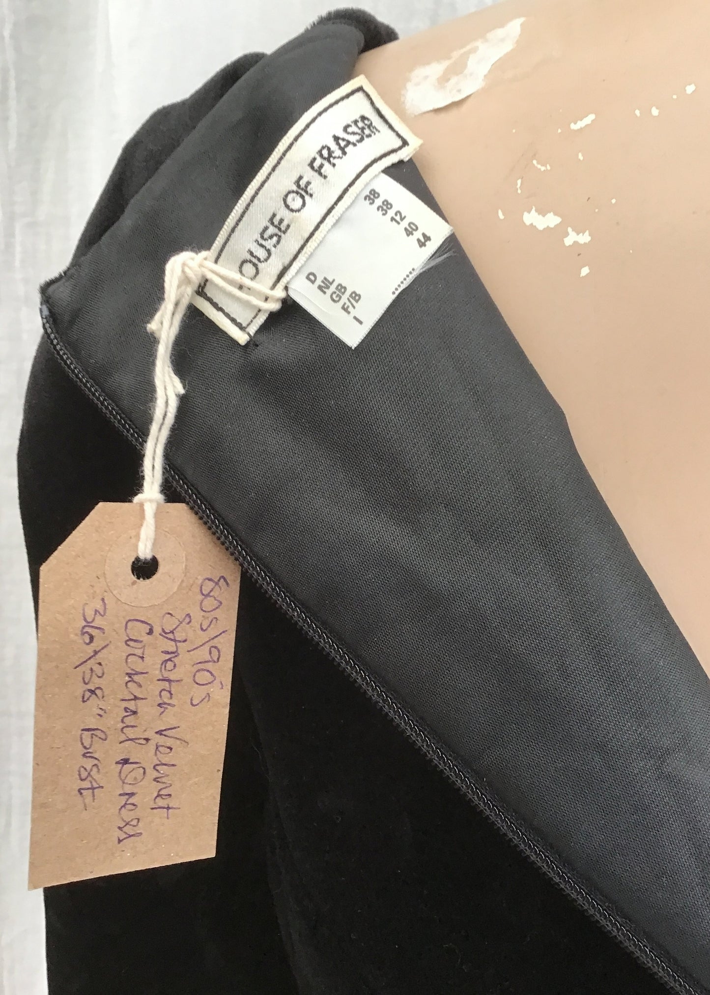 Vintage 80s Black Stretch Velvet Cocktail Dress • House of Fraser