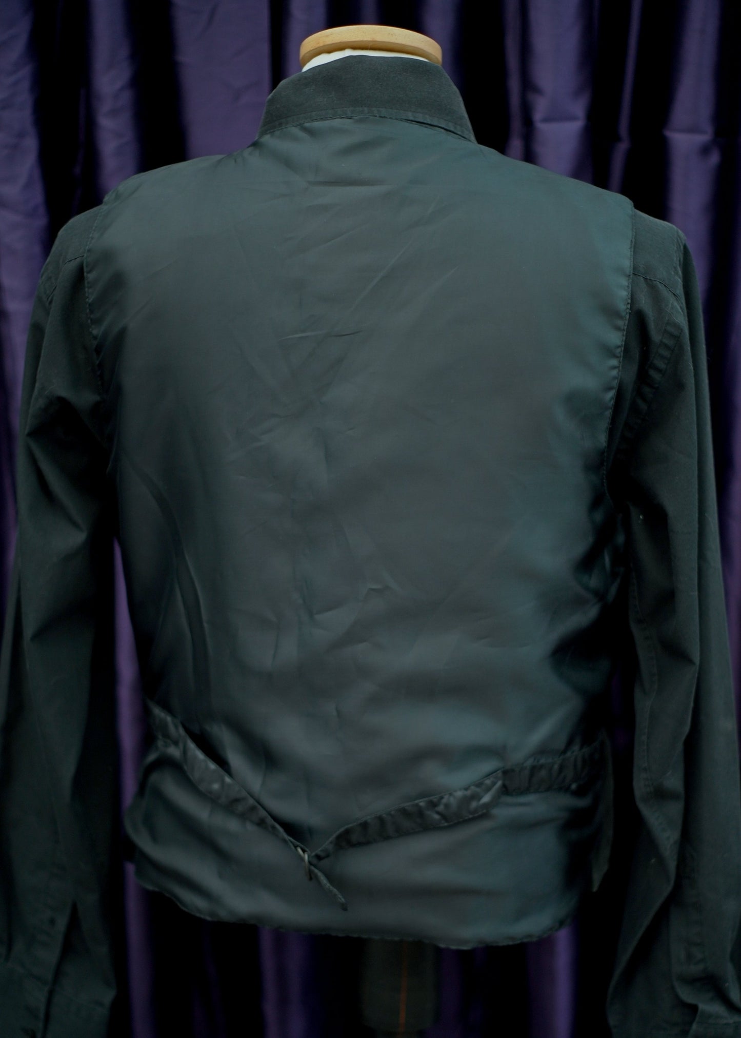 Vintage Black Suede Leather Waistcoat • 4 Pockets
