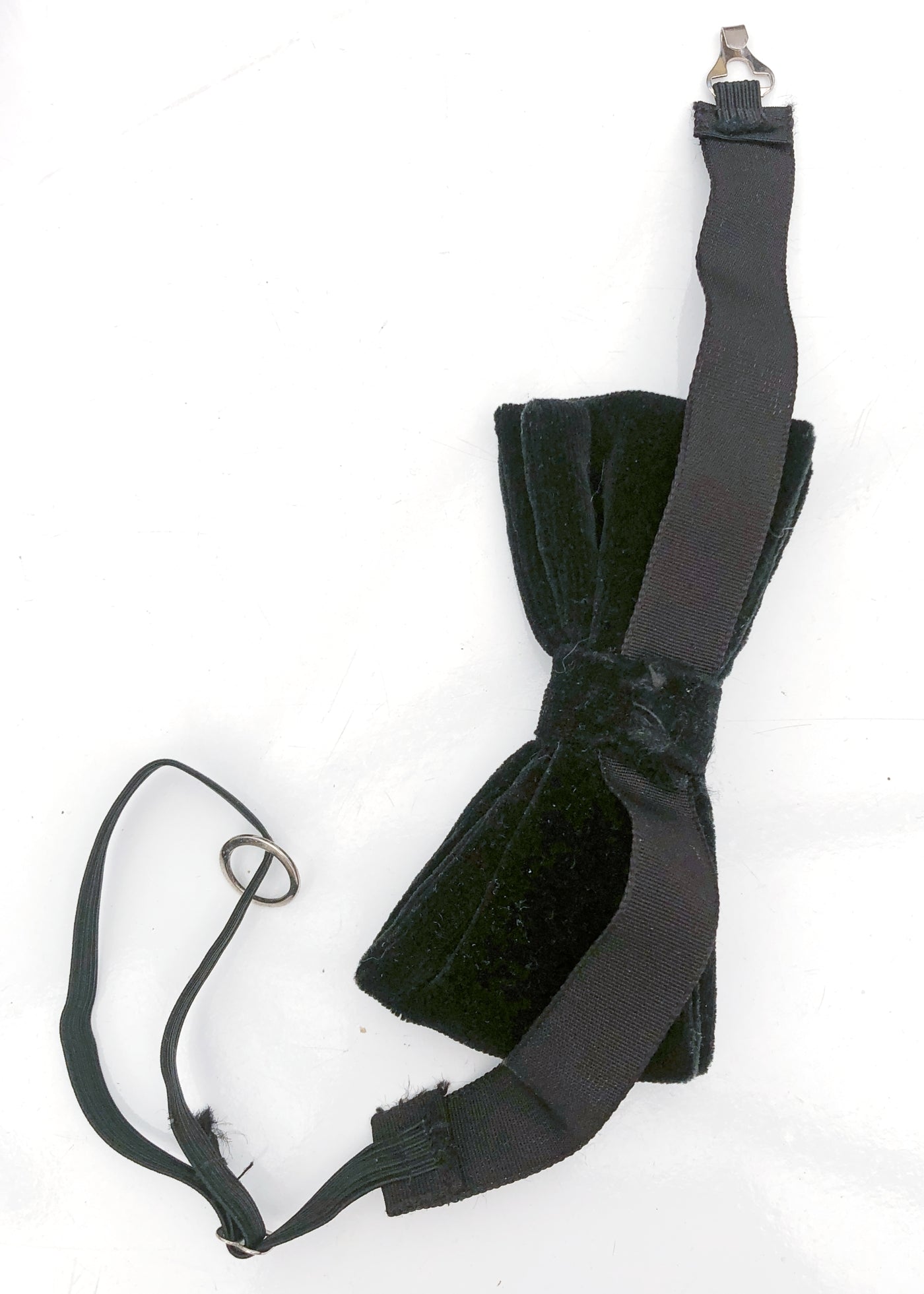 70s Vintage Black Velvet Bow Tie • Adjustable