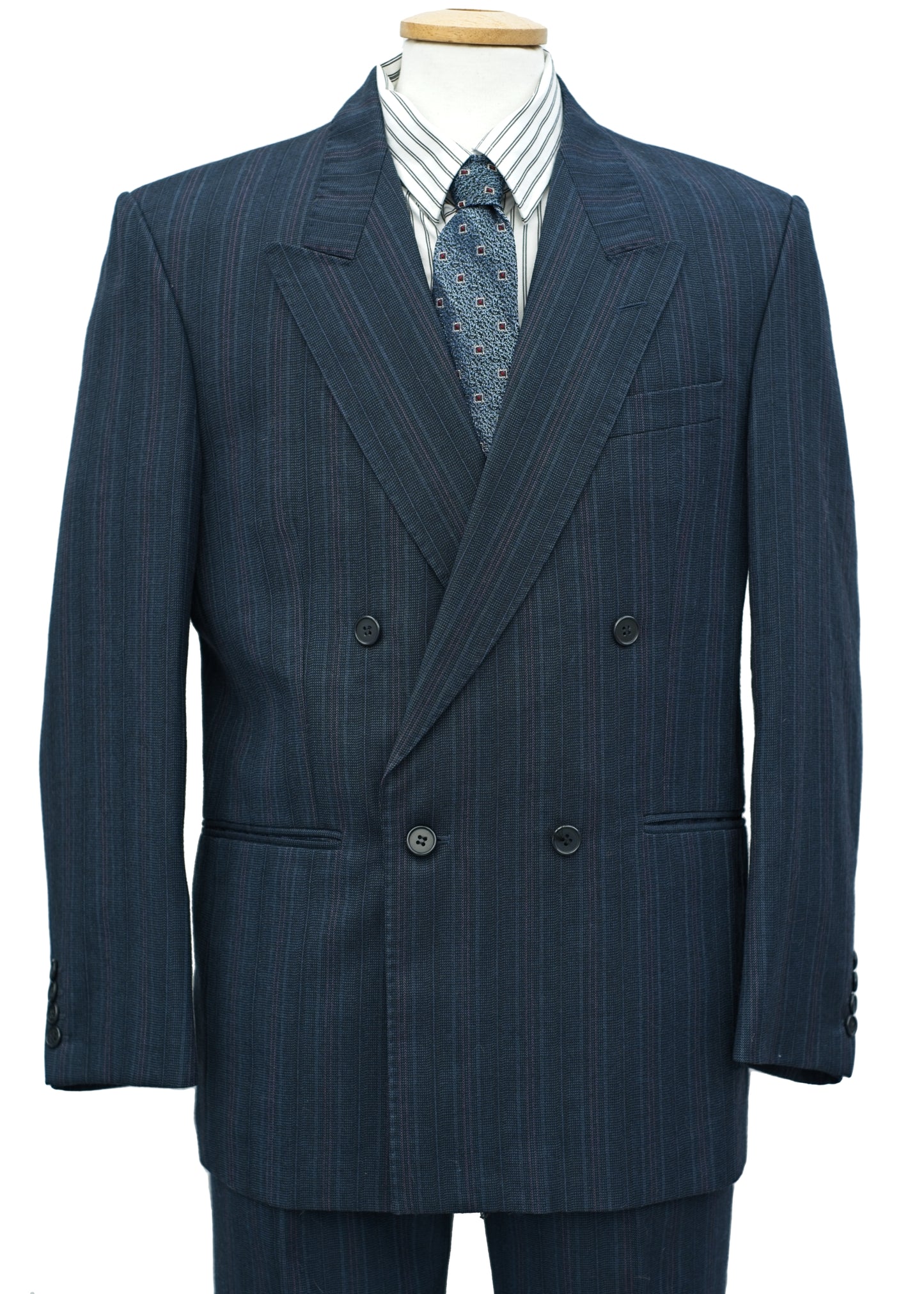 Vintage Men's Blue Double Breasted Suit by Centaur • 40S