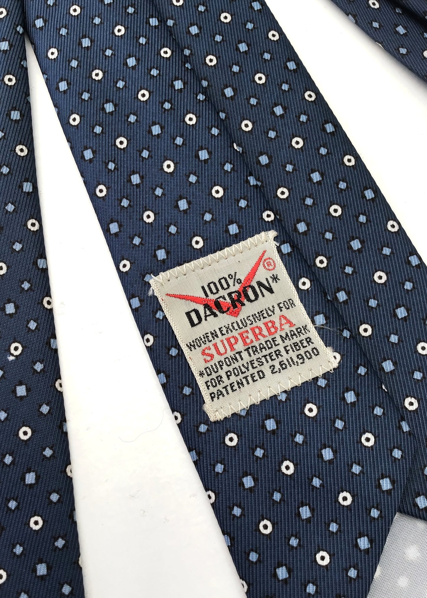 1960s Vintage Blue Dacron Silky Neck Tie • Superba