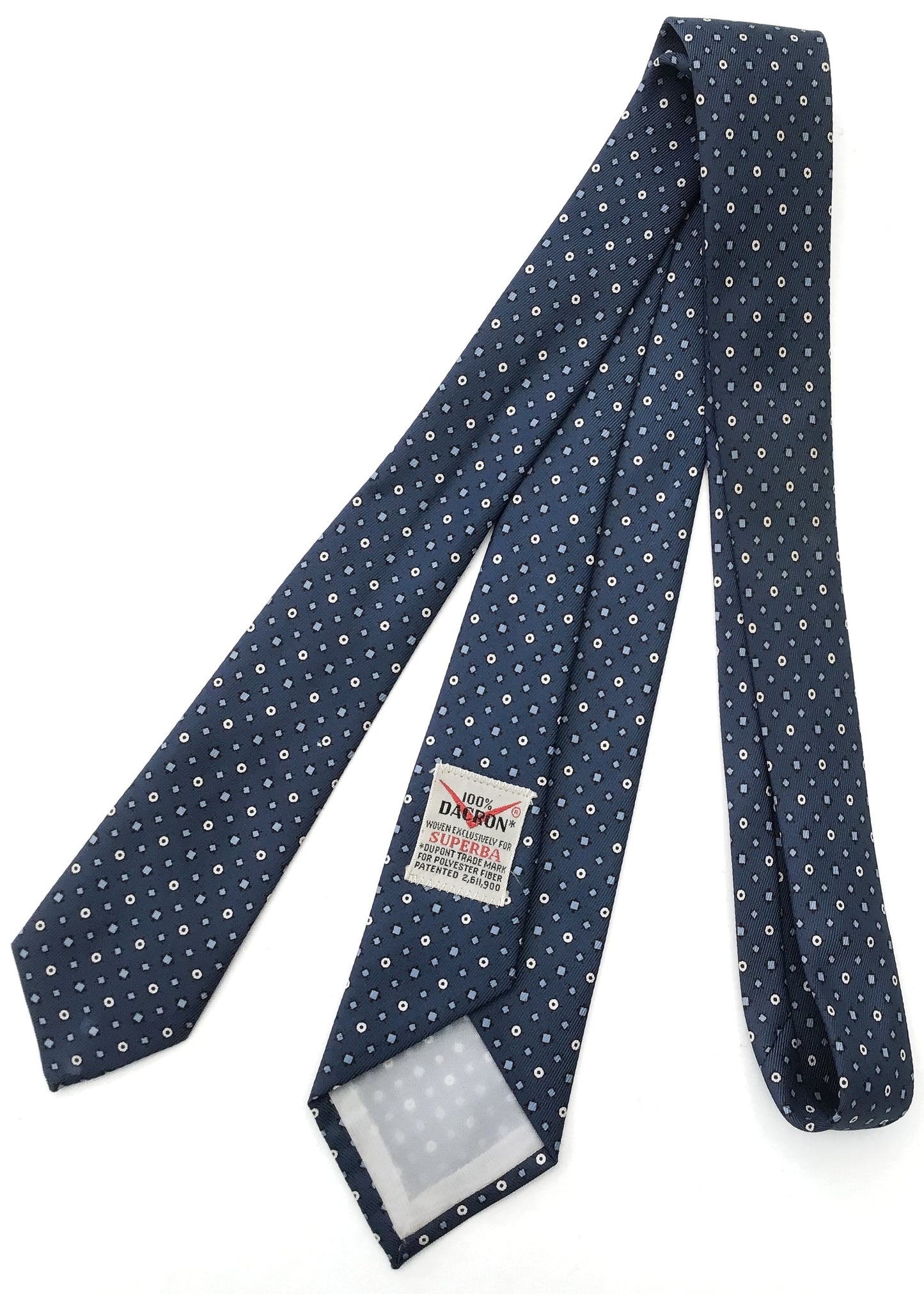 1960s Vintage Blue Dacron Silky Neck Tie • Superba