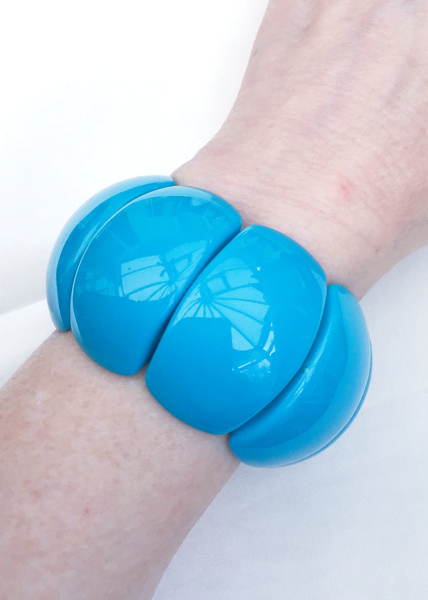 Retro Blue Panel Elasticated Bracelet