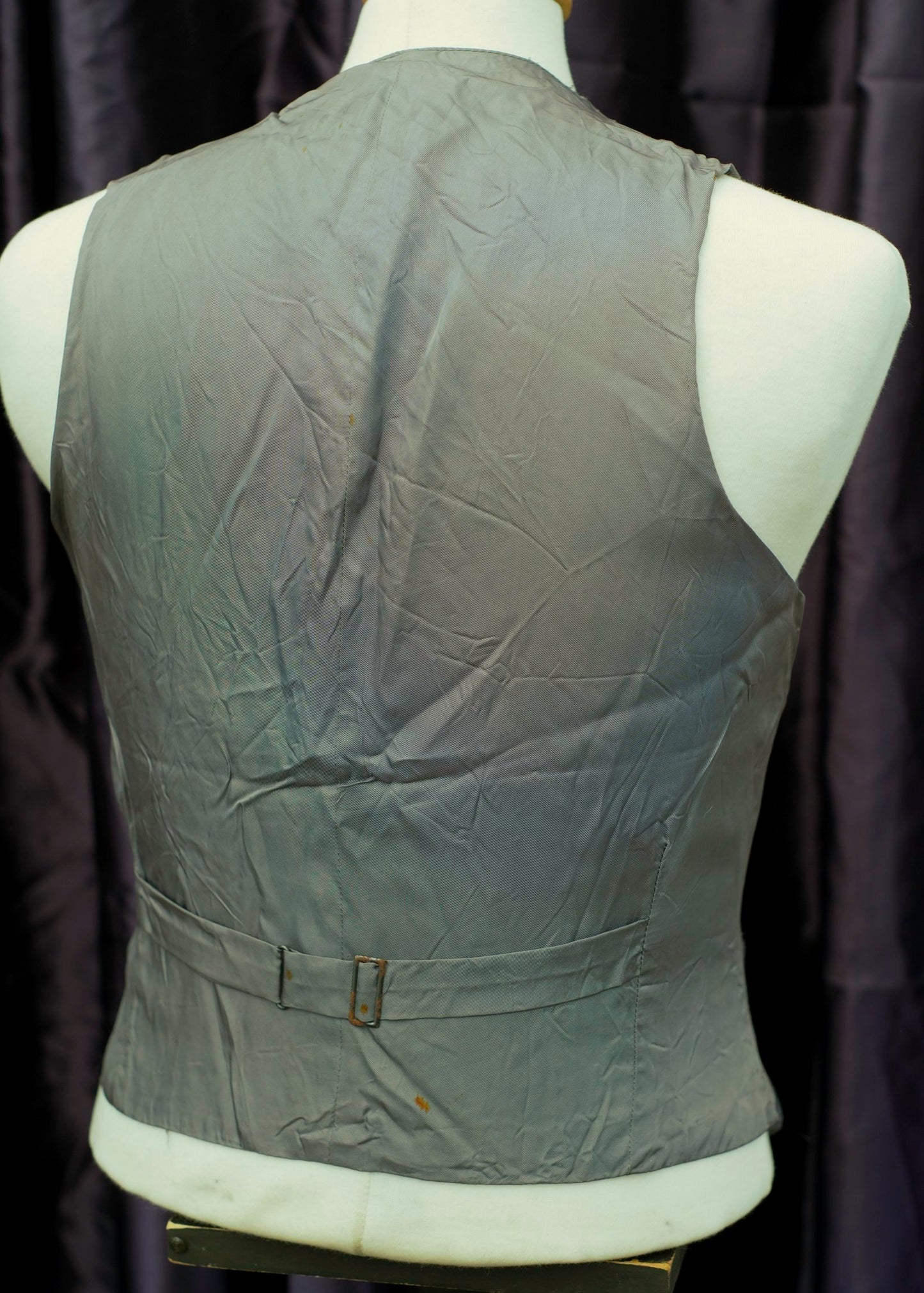 Vintage Grey Pinstripe Wool Tweed Waistcoat • 36"