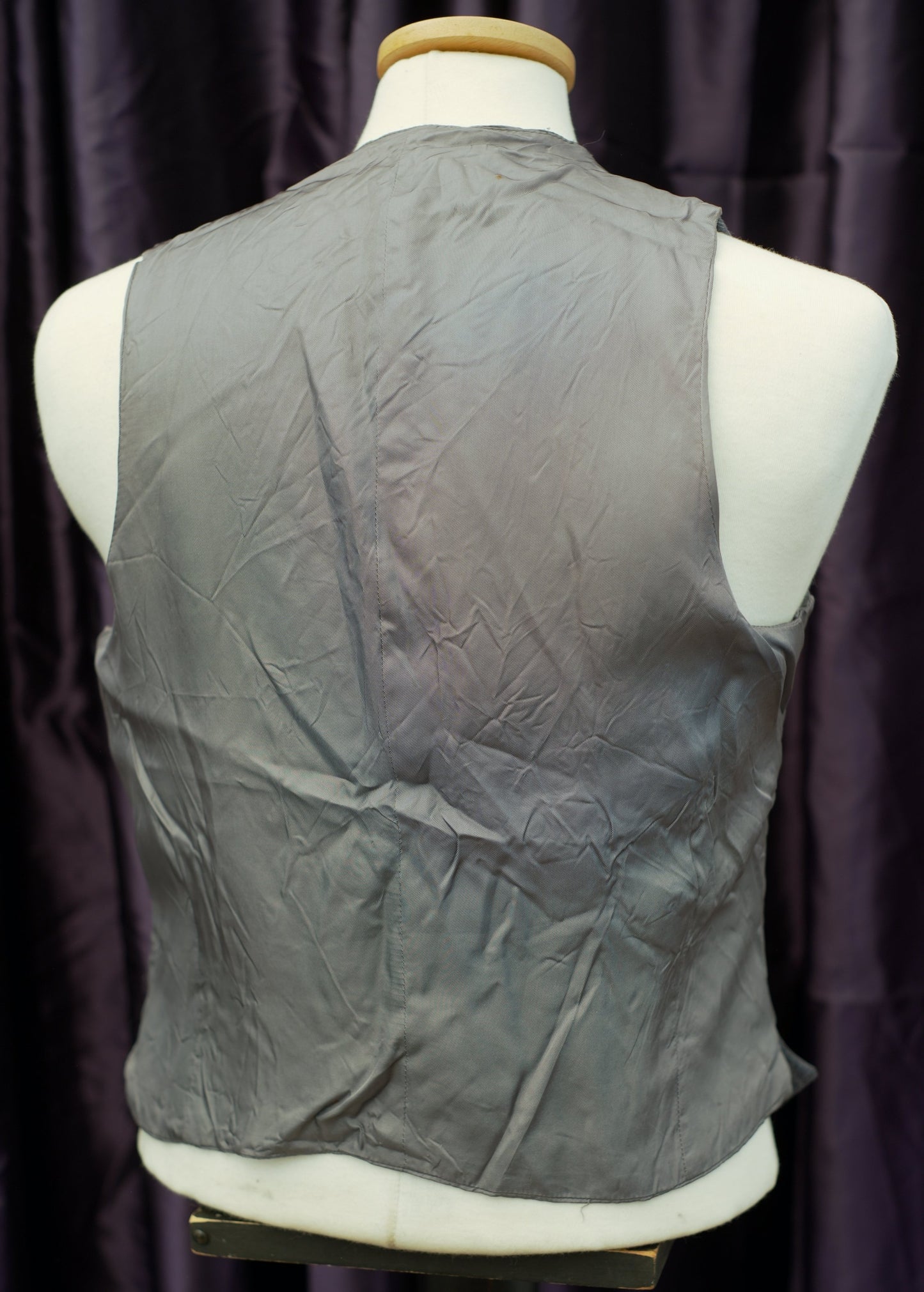 Vintage Grey Pinstripe Wool Tweed Waistcoat • 36"