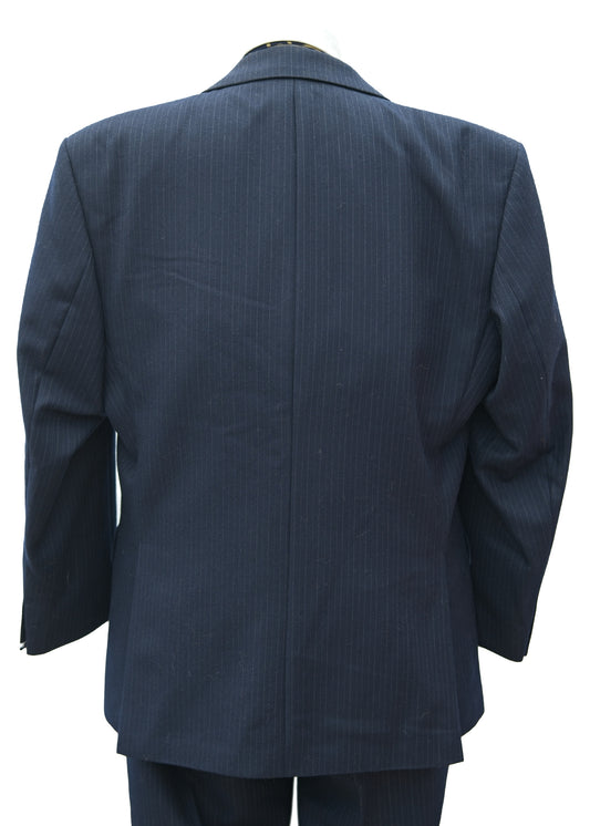 Men's Vintage Dunn & Co Navy Blue Pinstripe Suit 42S