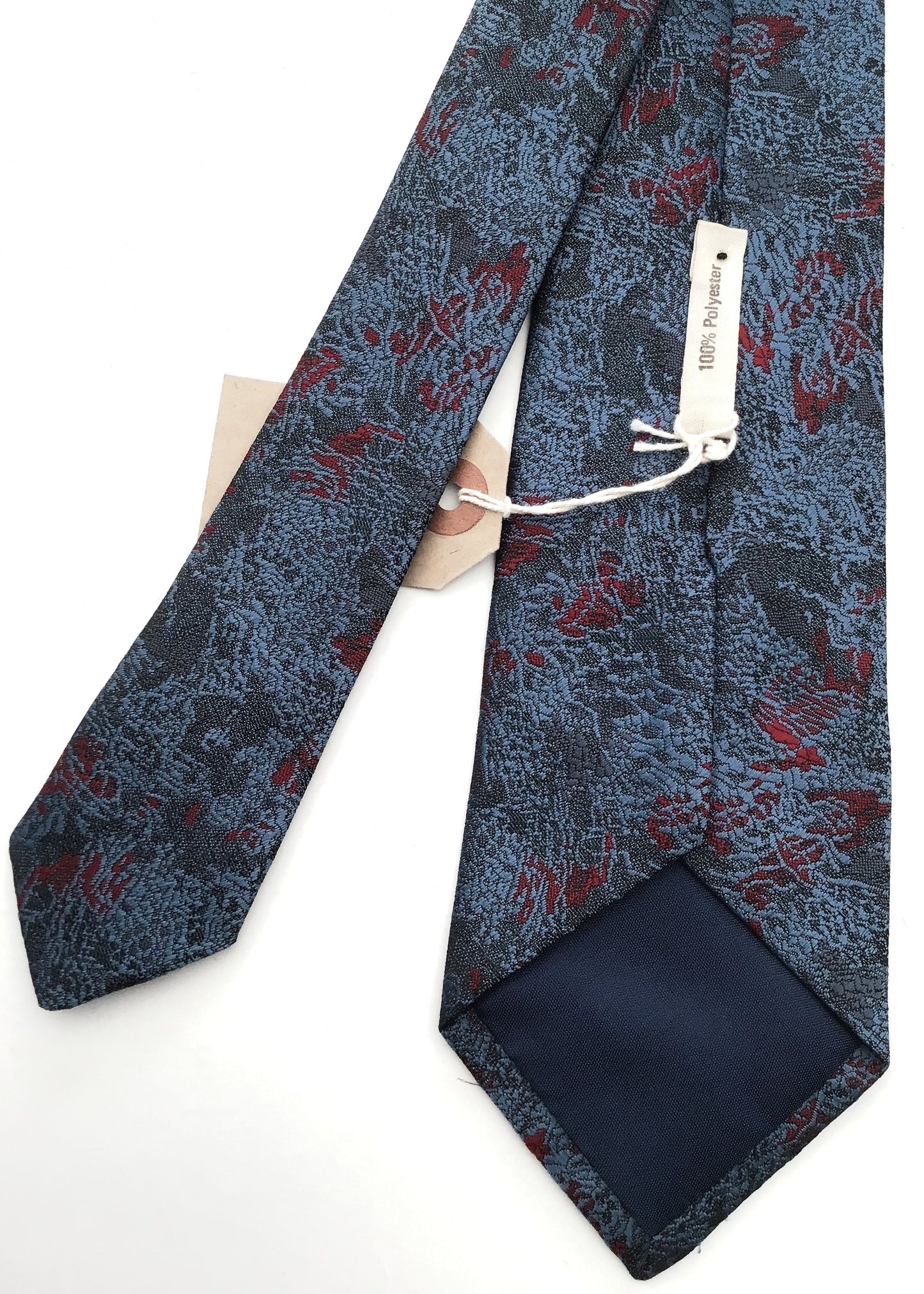 1960s Vintage Blue Red Textured Neck Tie