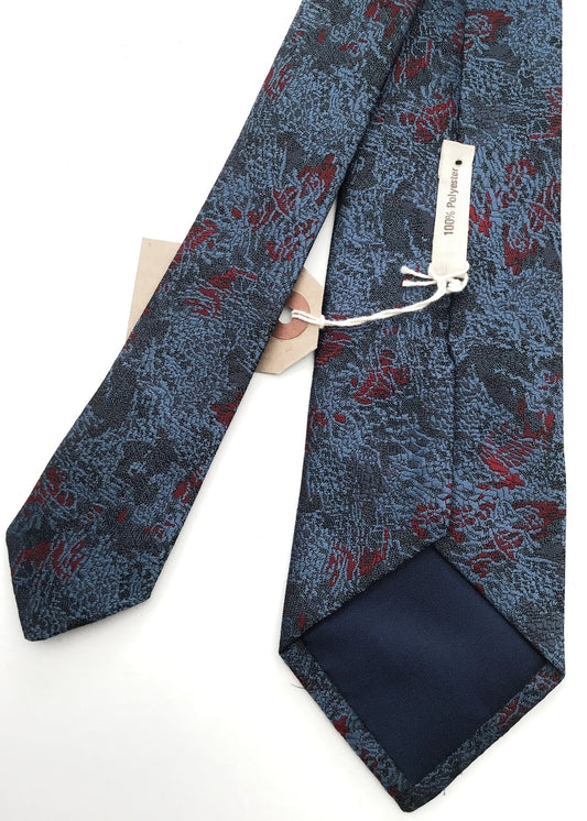 1960s Vintage Blue Red Textured Neck Tie